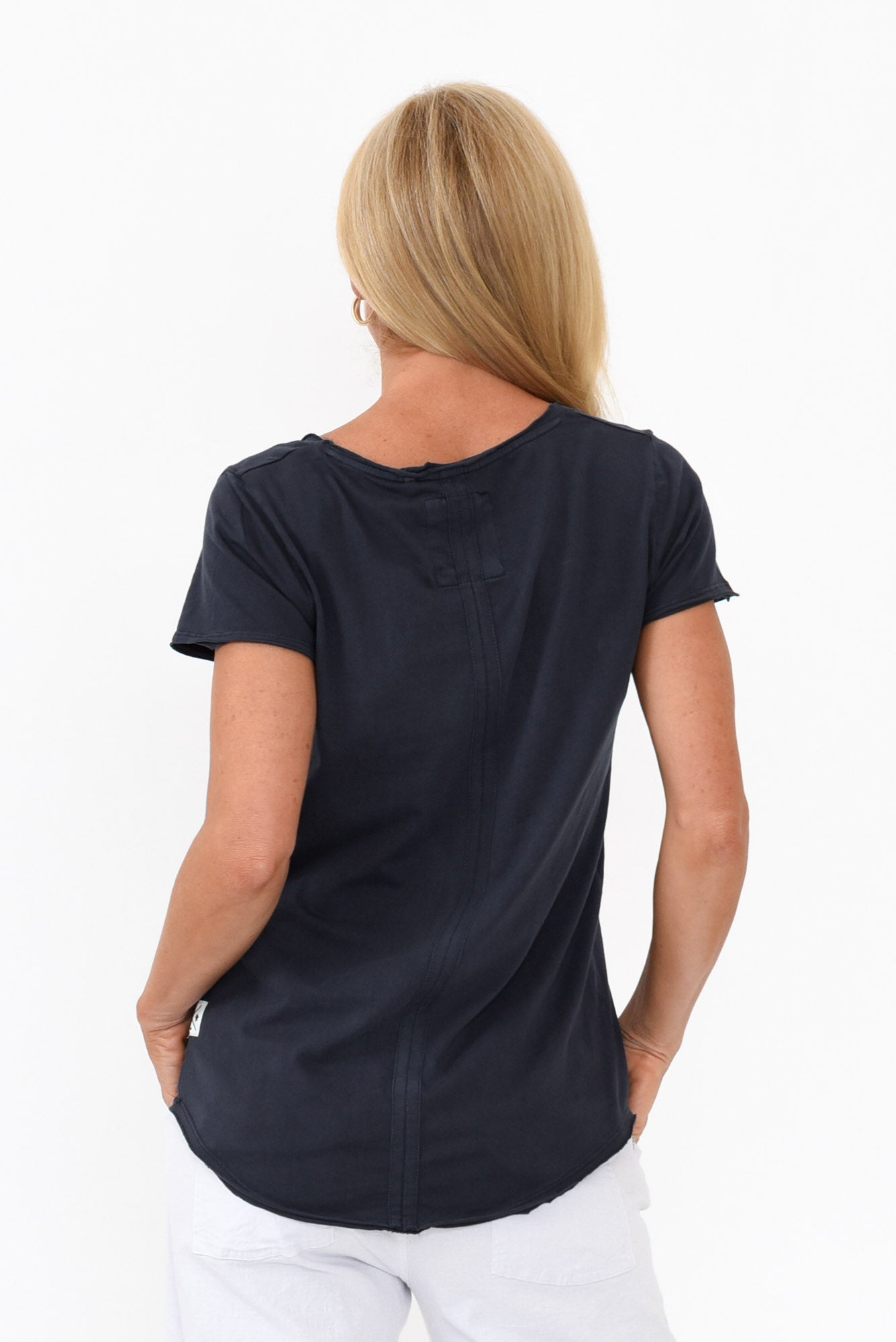 Navy Cotton Fundamental Vee Tee
