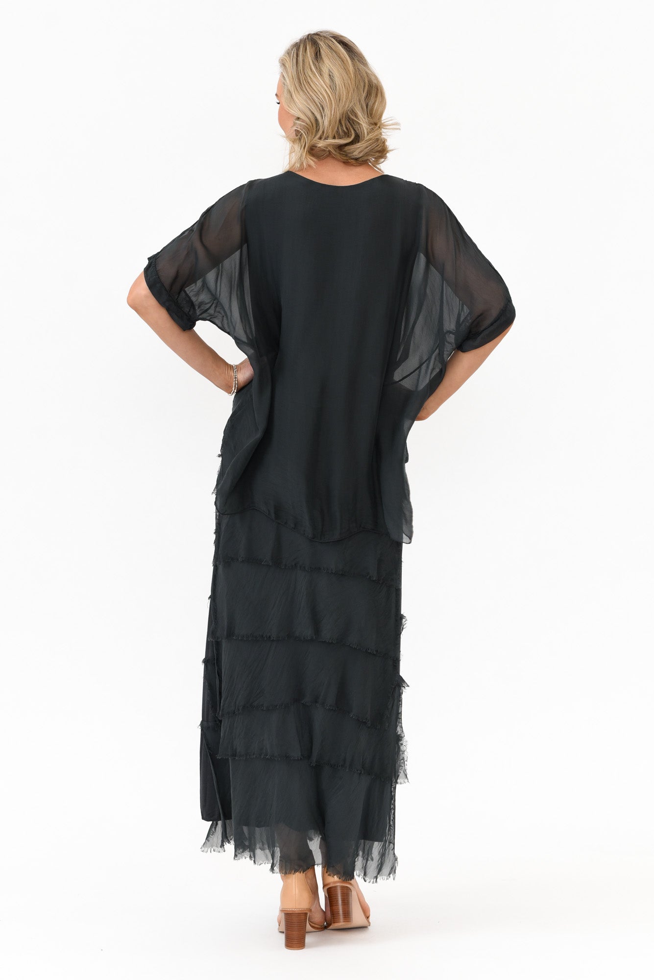 Maryland Charcoal Silk Layer Dress