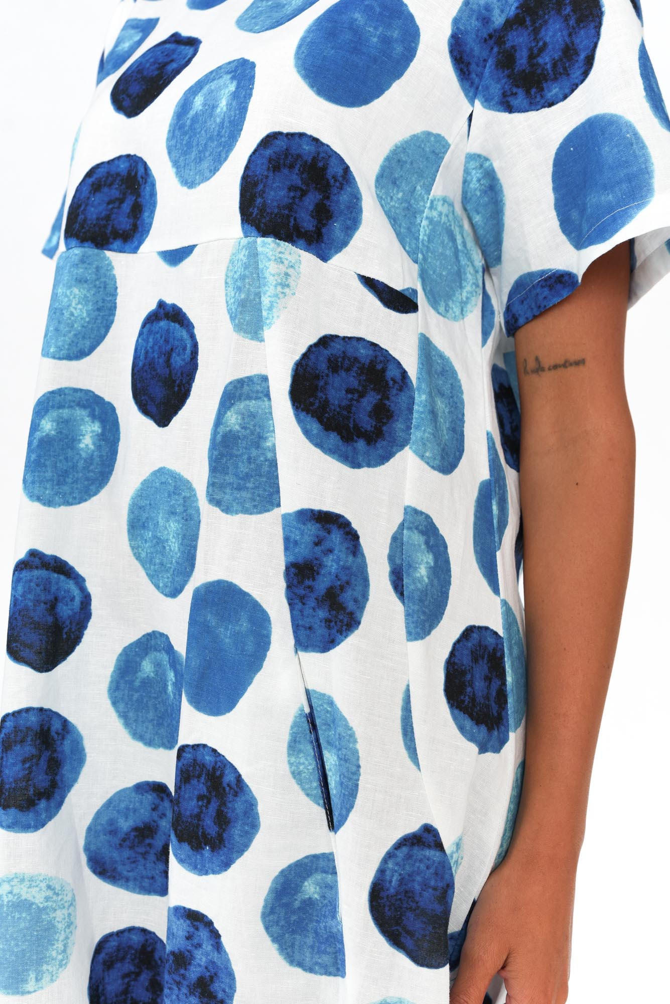 Mattie Blue Spot Linen Dress