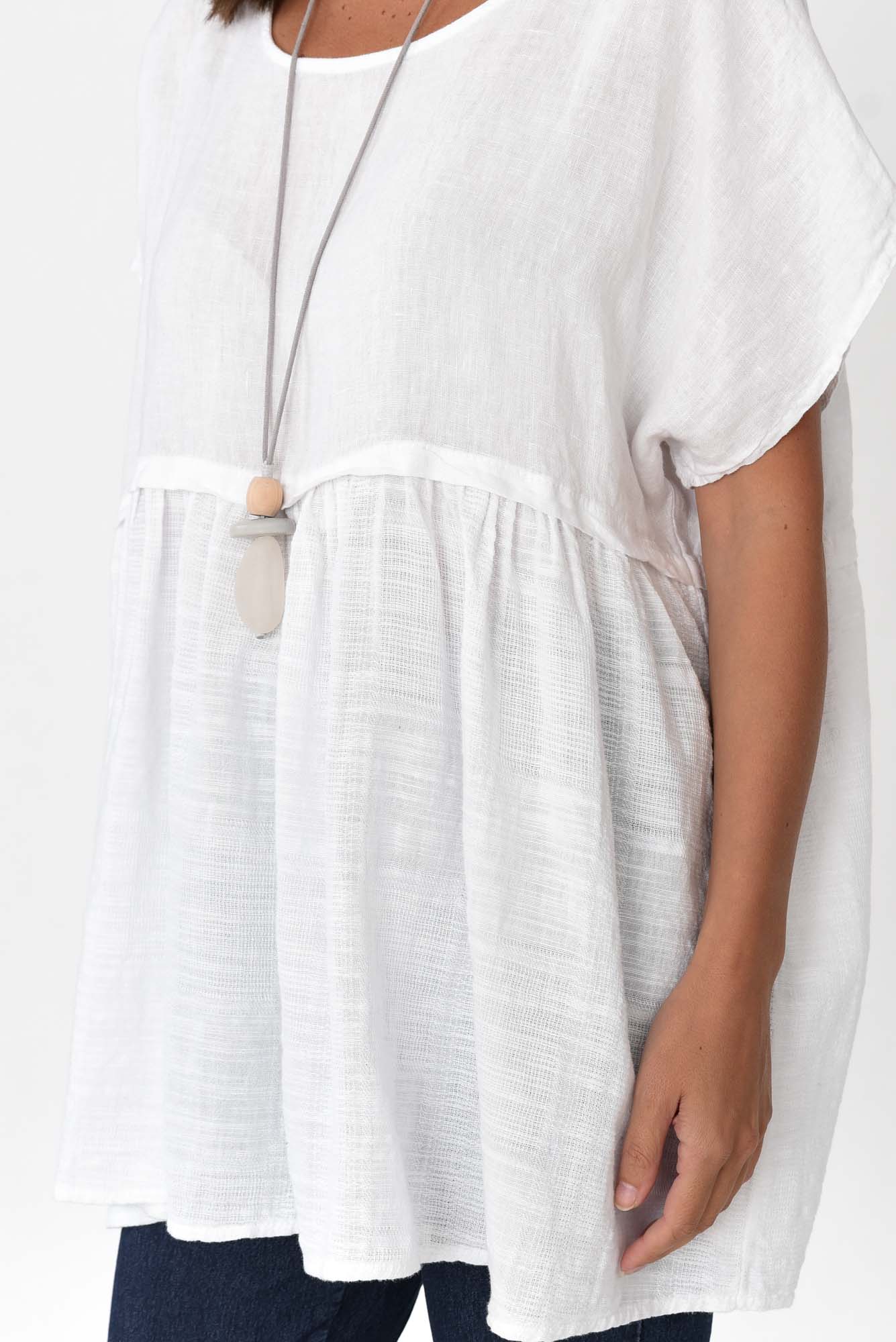 Sabre White Linen Top