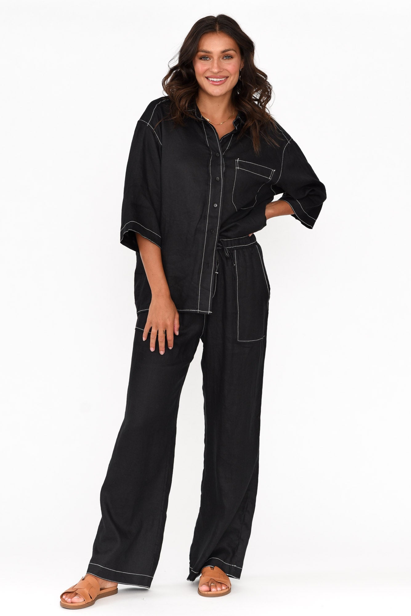 Armida Black Linen Shirt