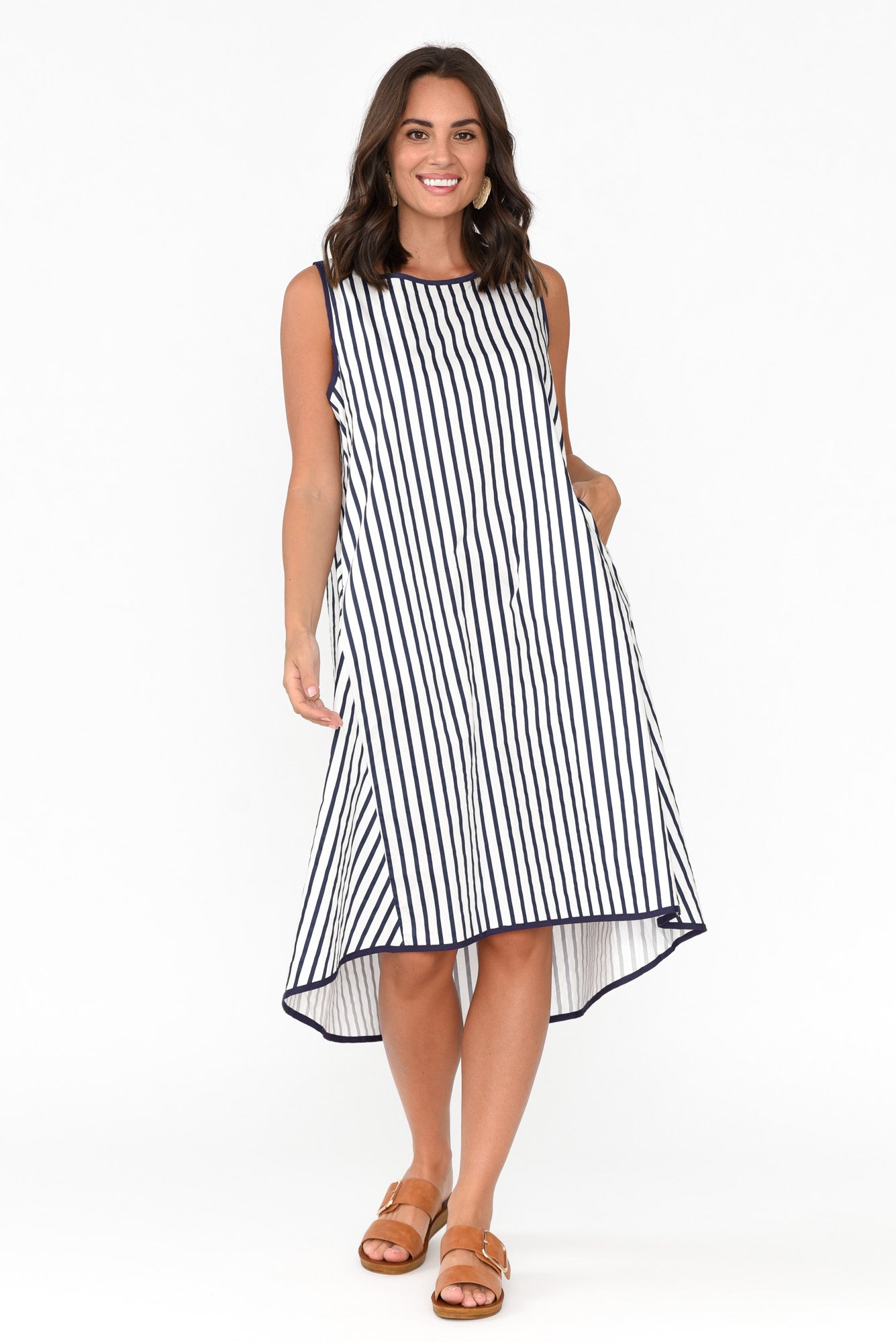 Artemis White Stripe Cotton Dress