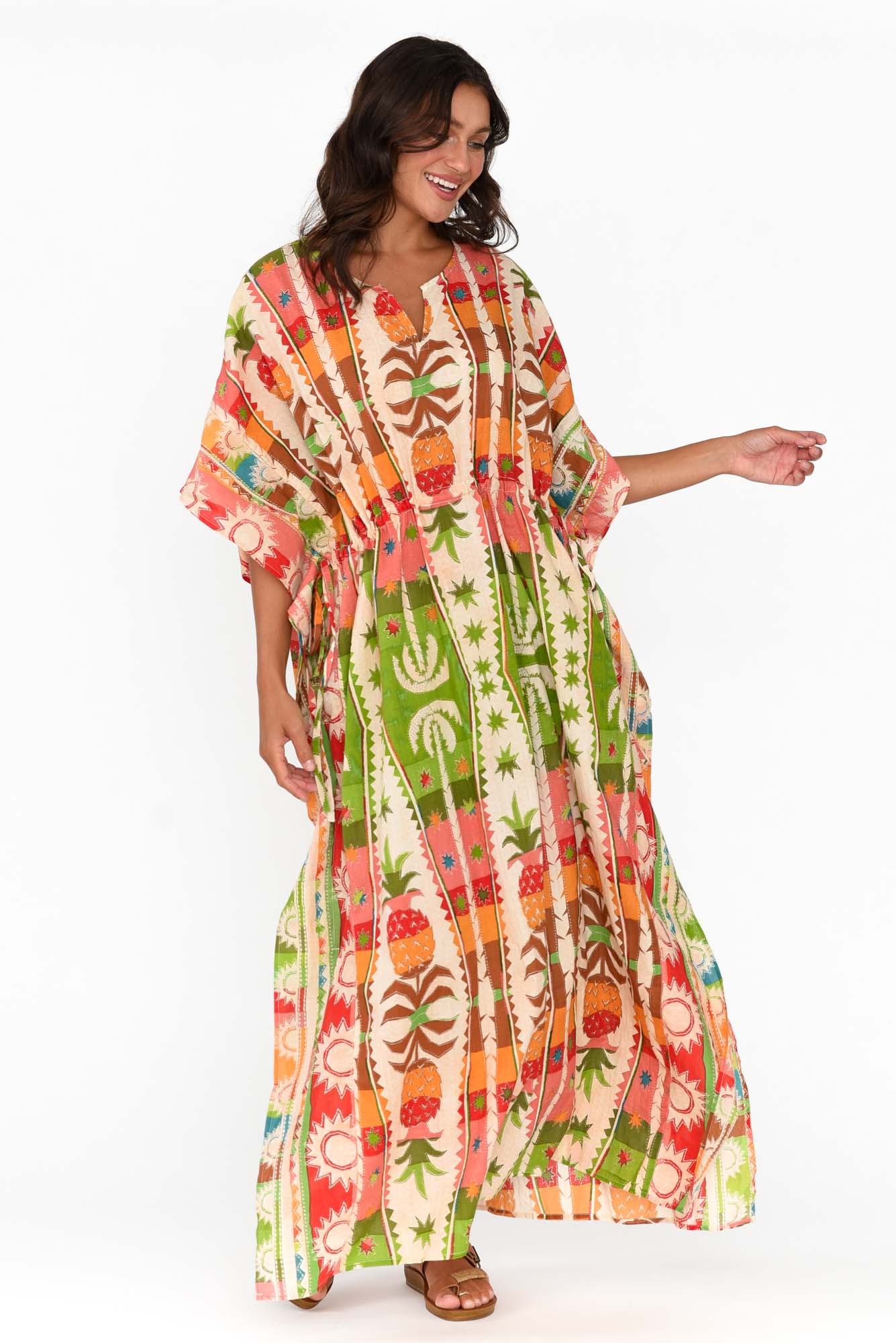 Chico Tropical Cotton Drawstring Kaftan