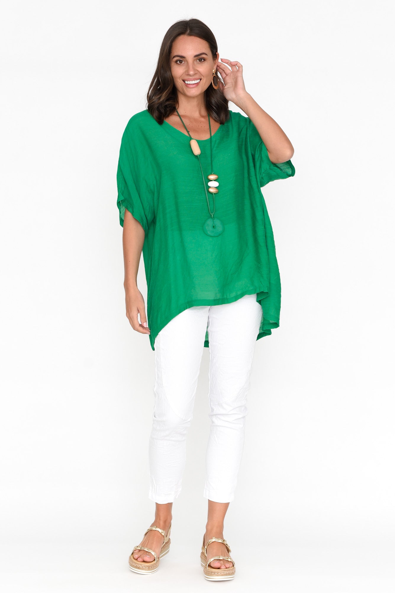 Elvira Green Drape Top