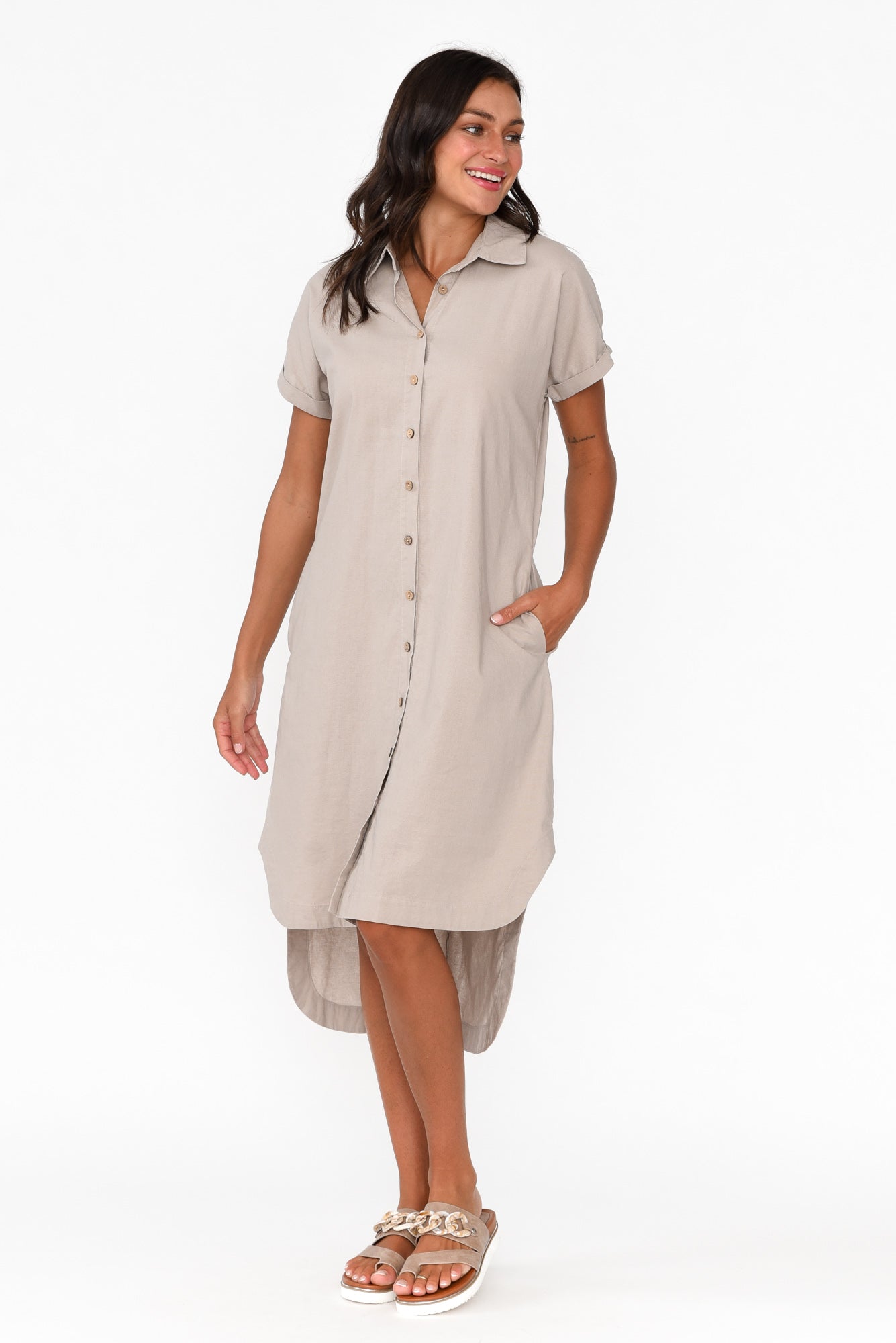 Mareli Natural Linen Blend Dress