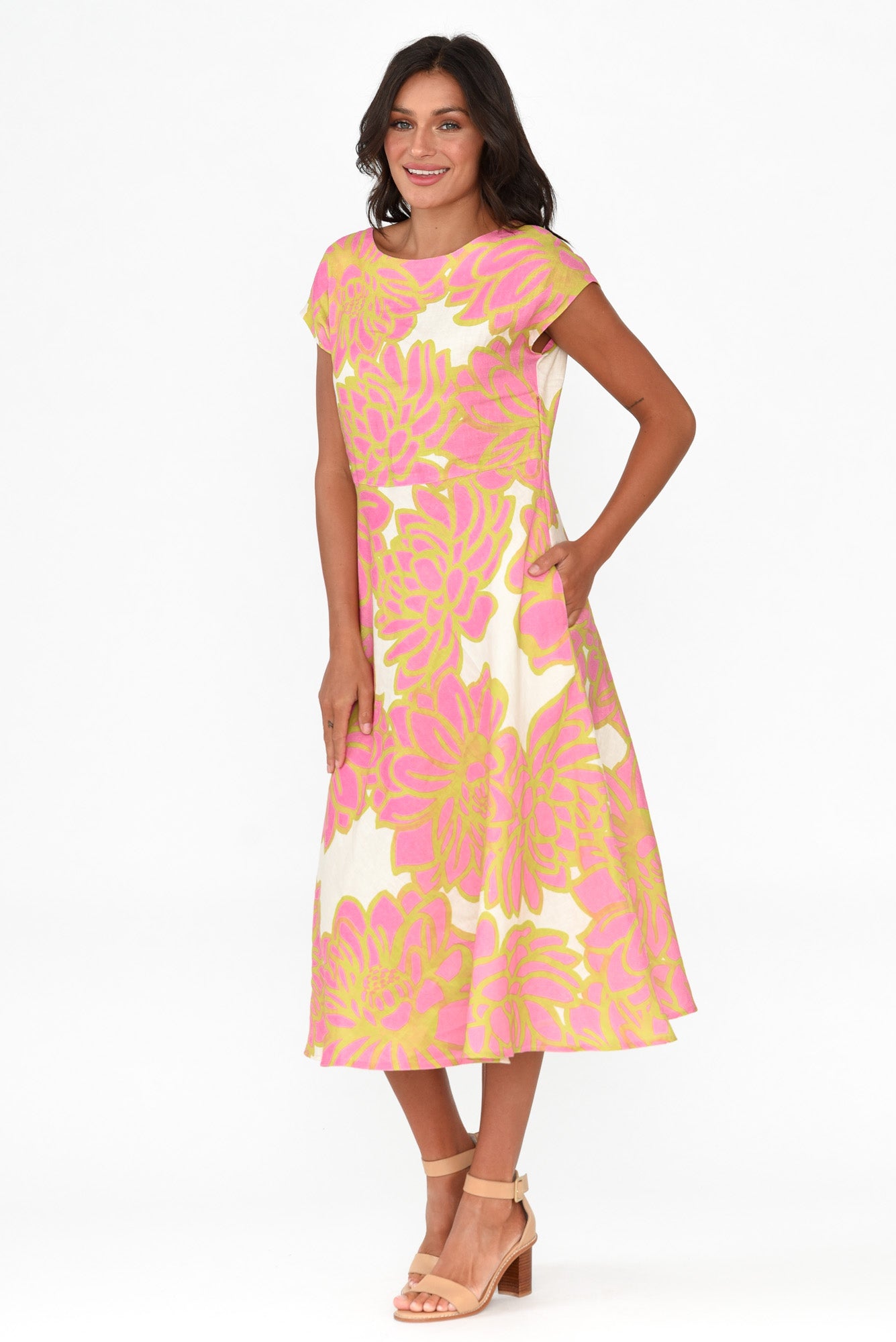 Lara Pink Lotus Linen Dress