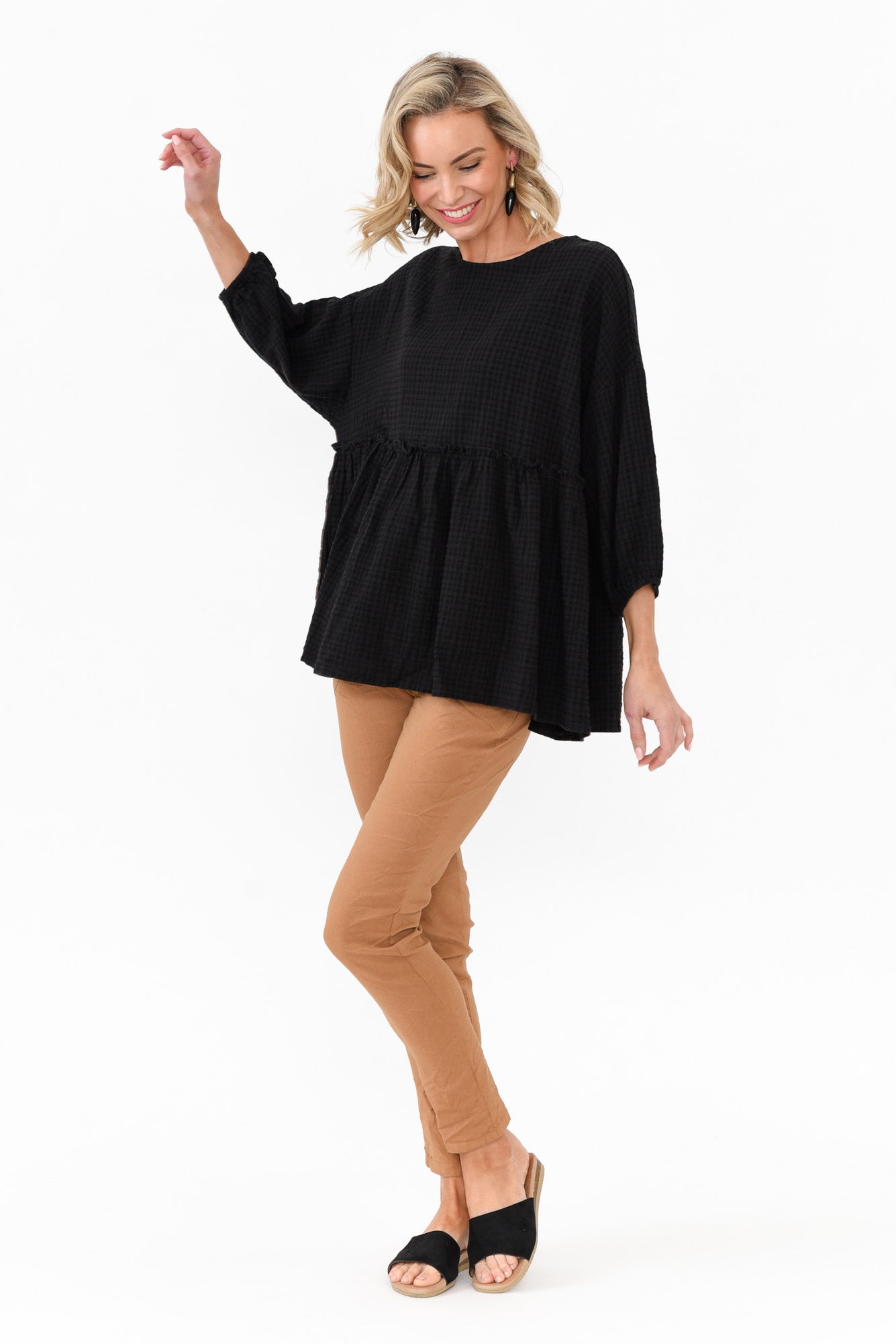 Braun Black Cotton Top