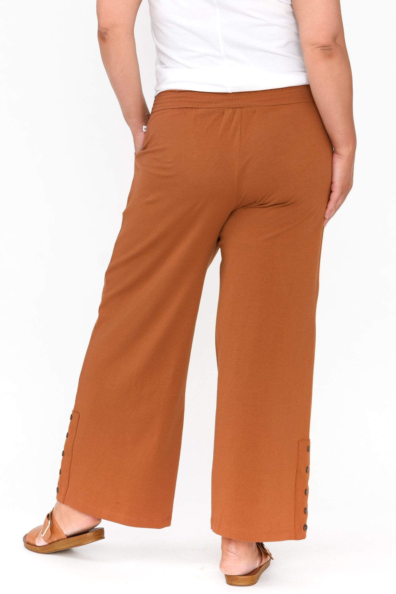 Angelica Rust Cotton Shirred Pant