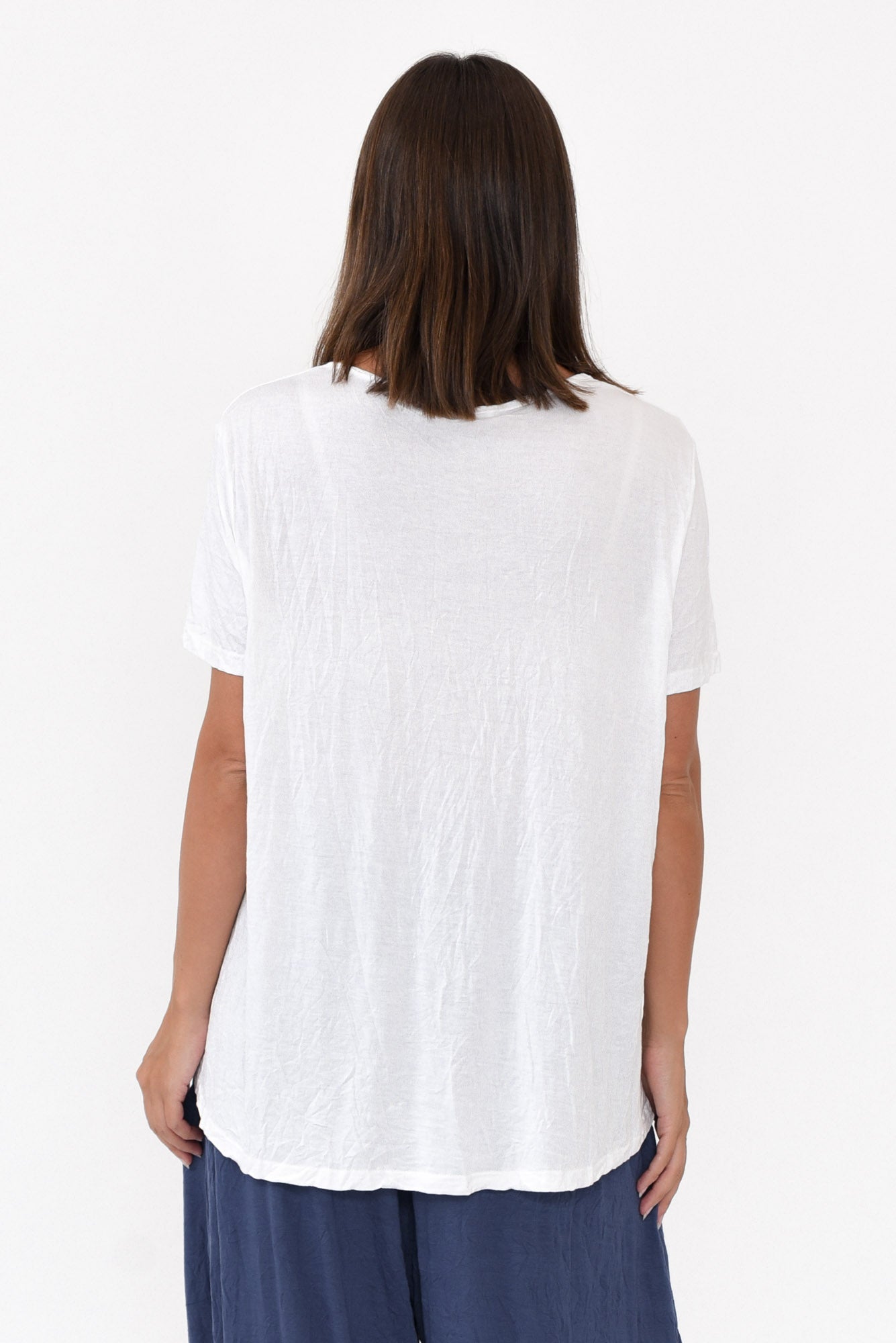Marley White Crinkle Cotton Short Sleeve Top
