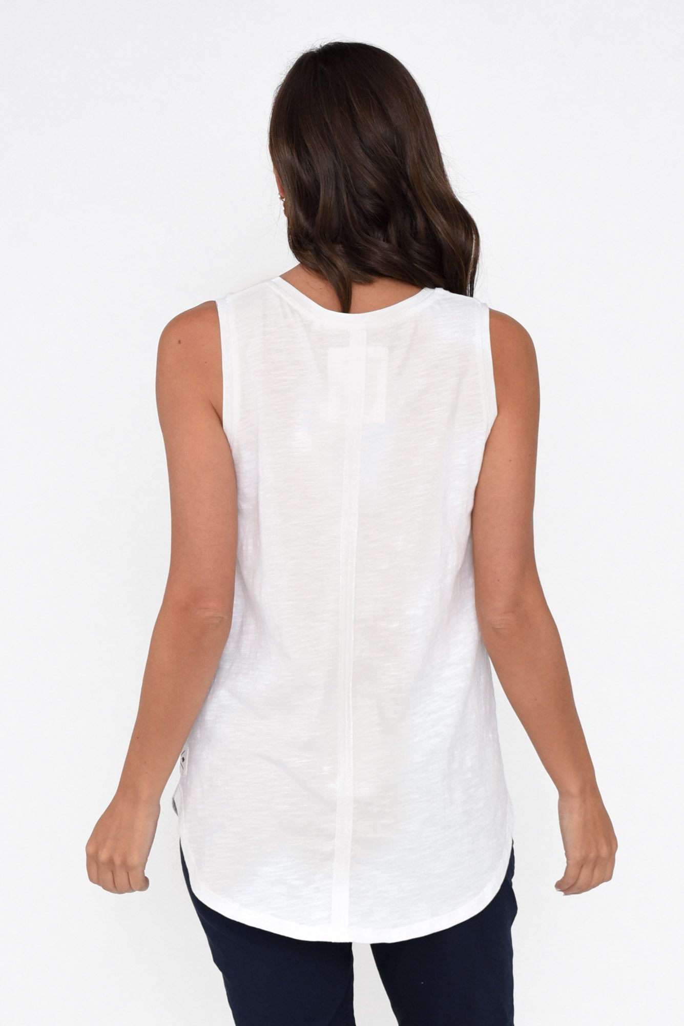 White Cotton Scoop Tank