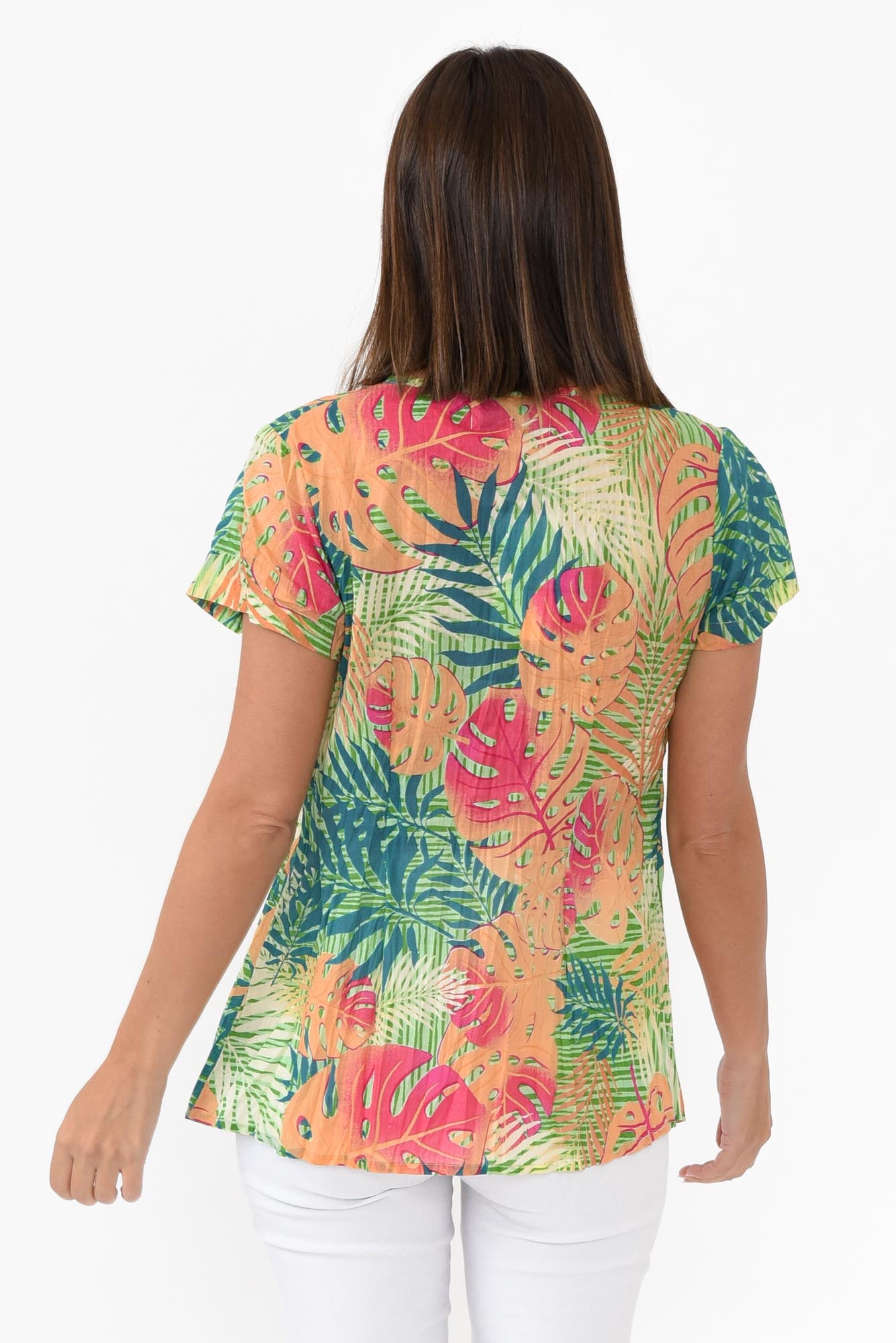 Fia Green Palm Cotton Top