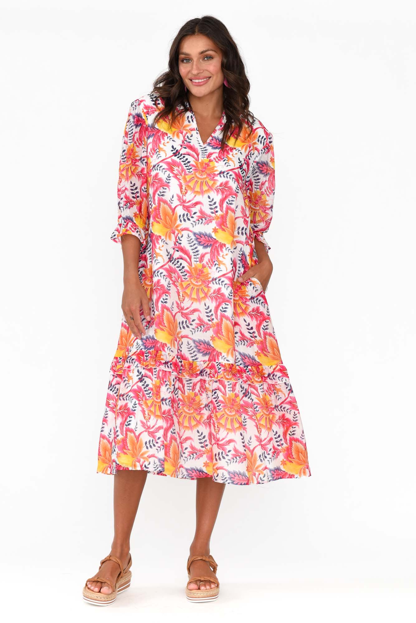 Jetta Pink Botanical Shirt Dress