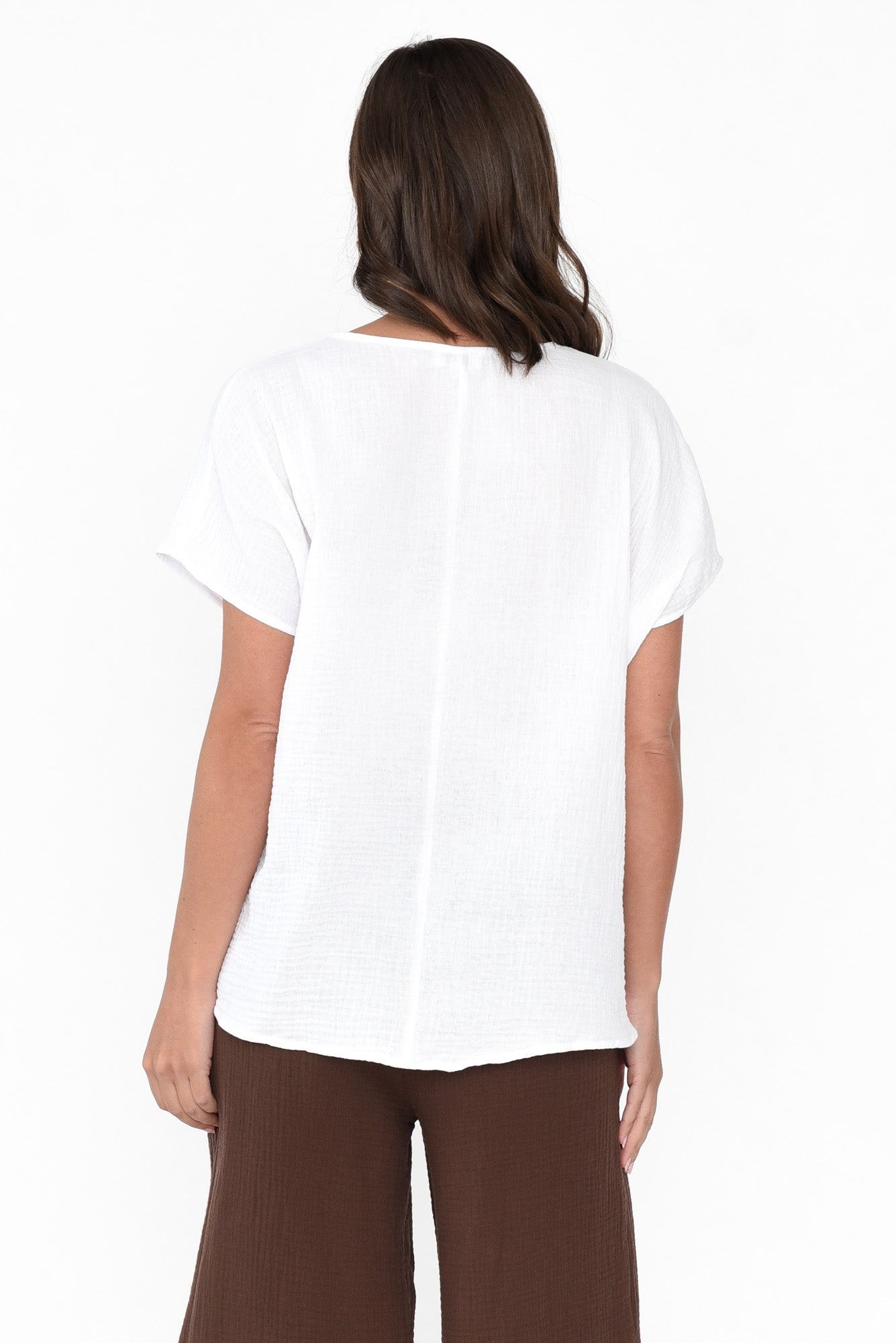 Byron White Cotton Button Top