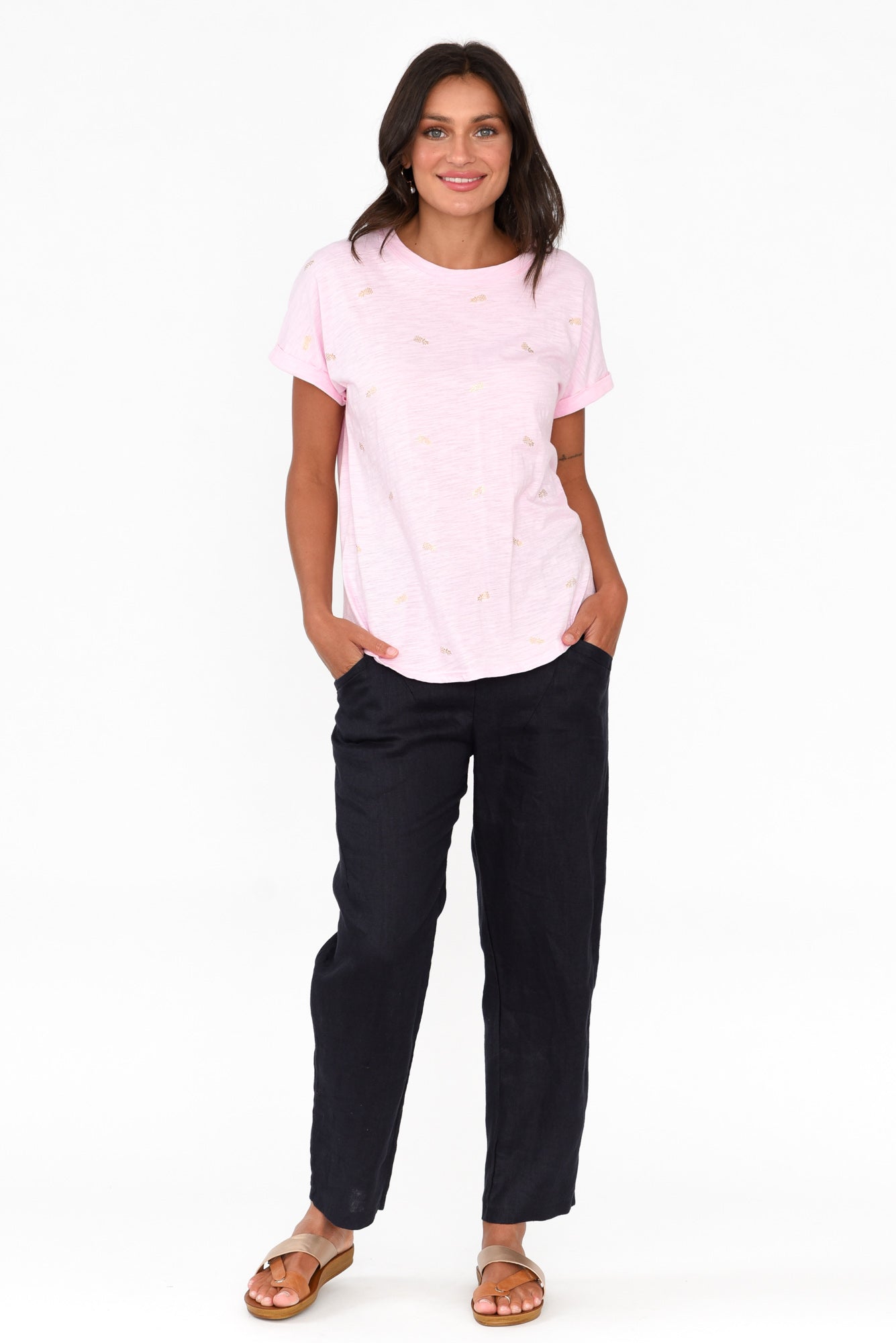 Hailey Pink Pineapple Cotton Tee