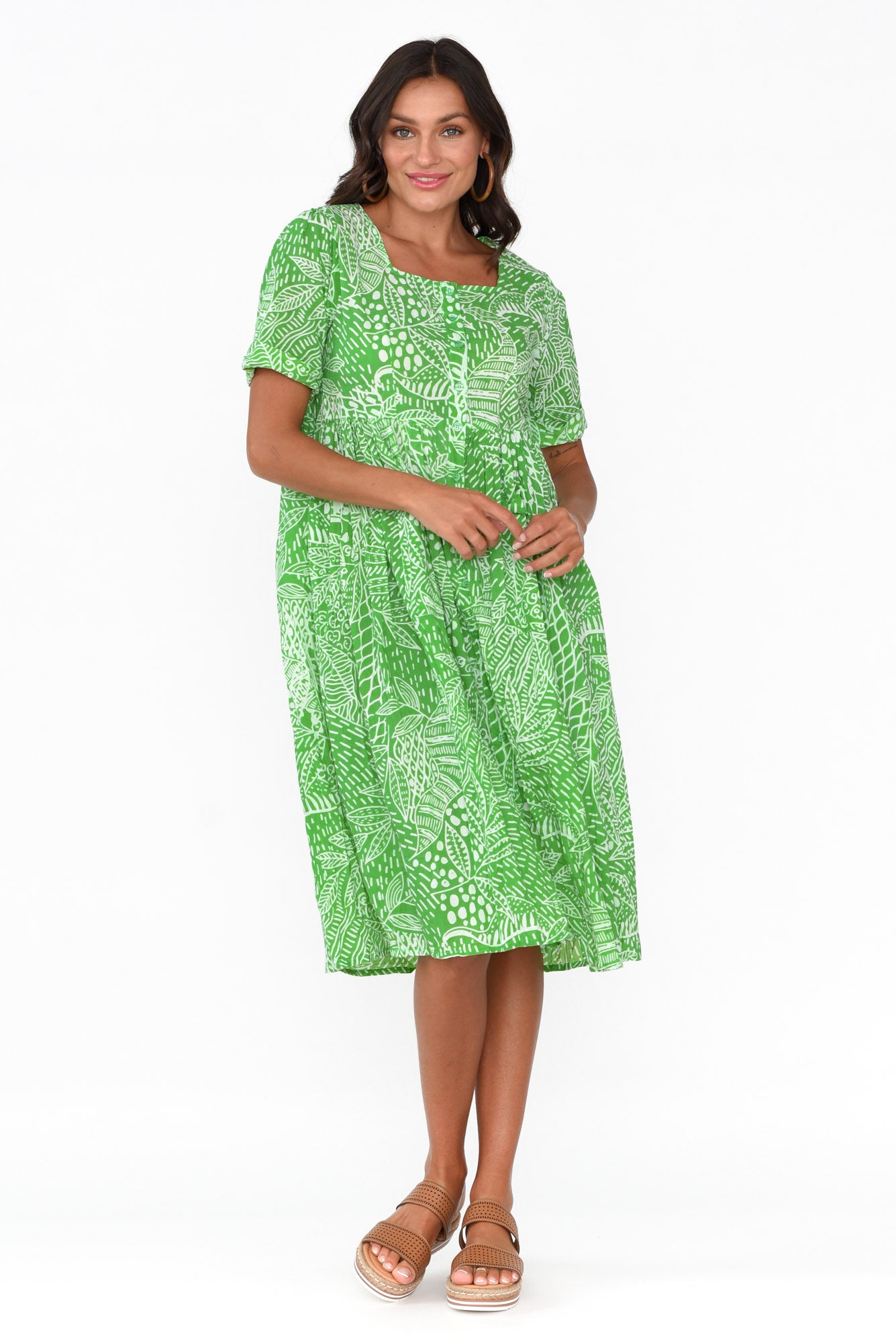 Leros Green Jungle Organic Cotton Dress