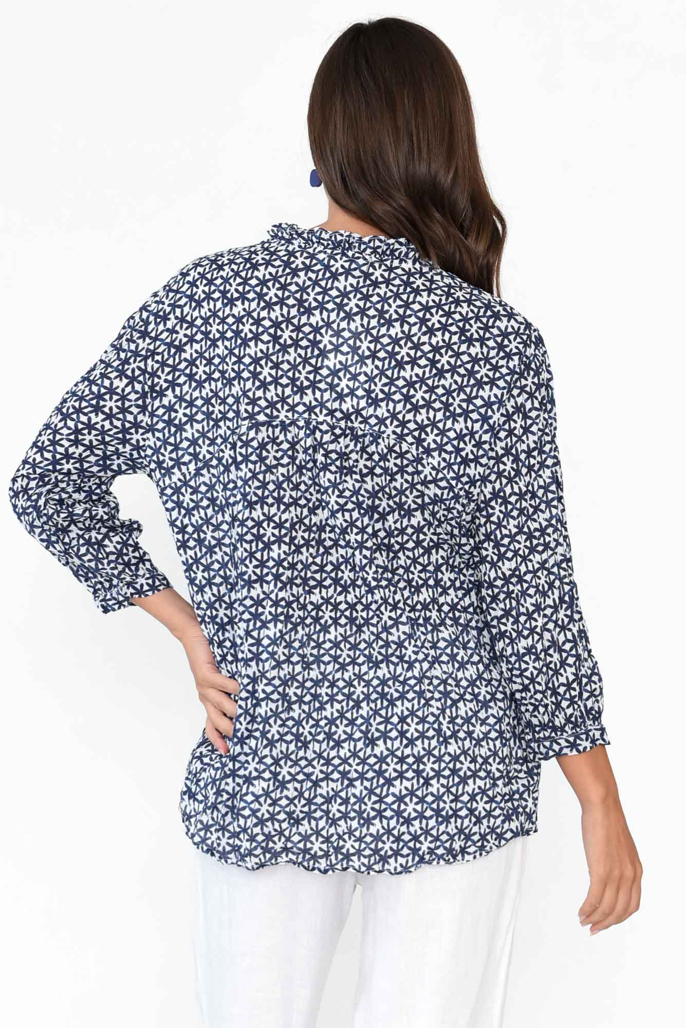 Kellan Navy Flower Cotton Top