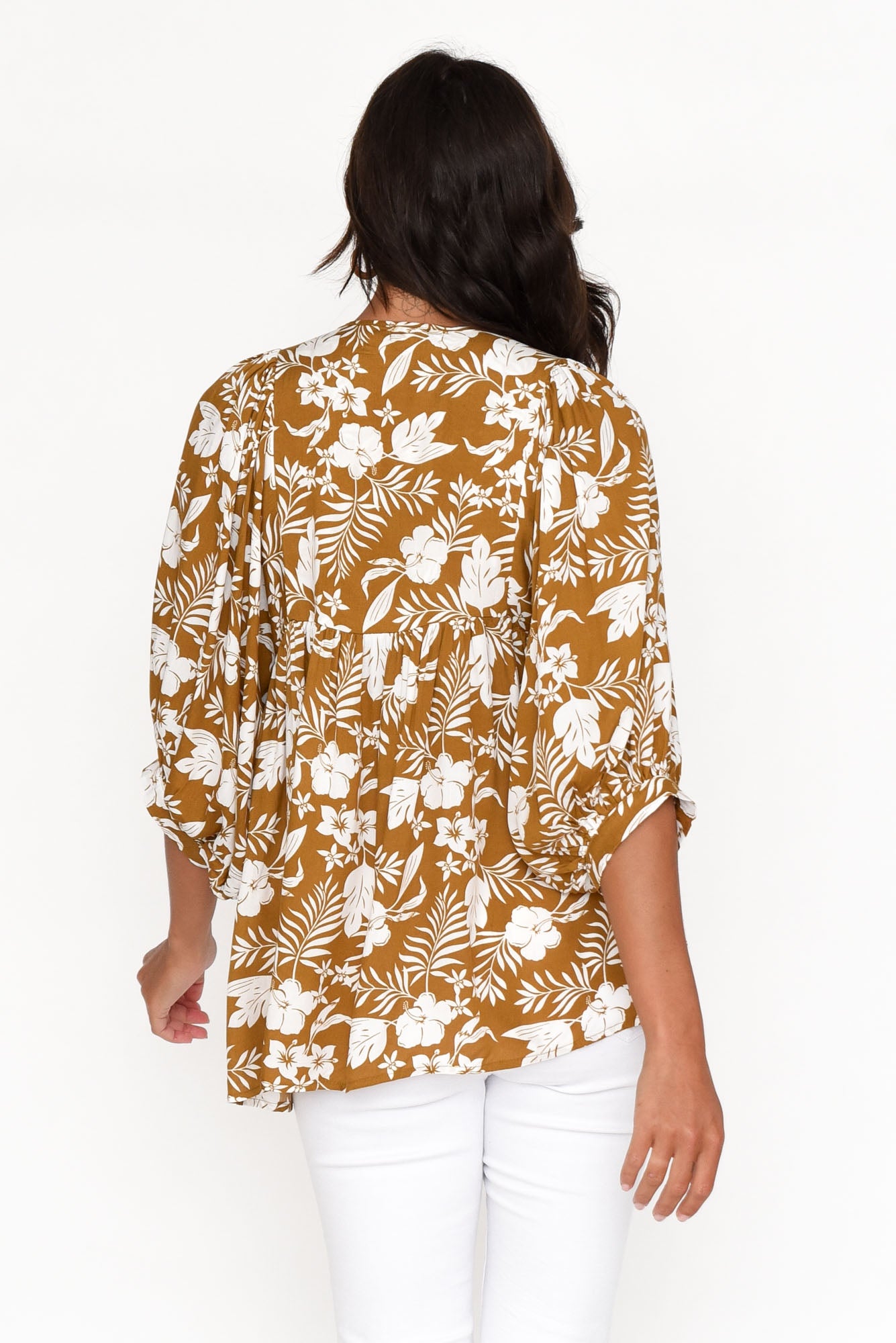 Marylee Mustard Garden Gathered Top
