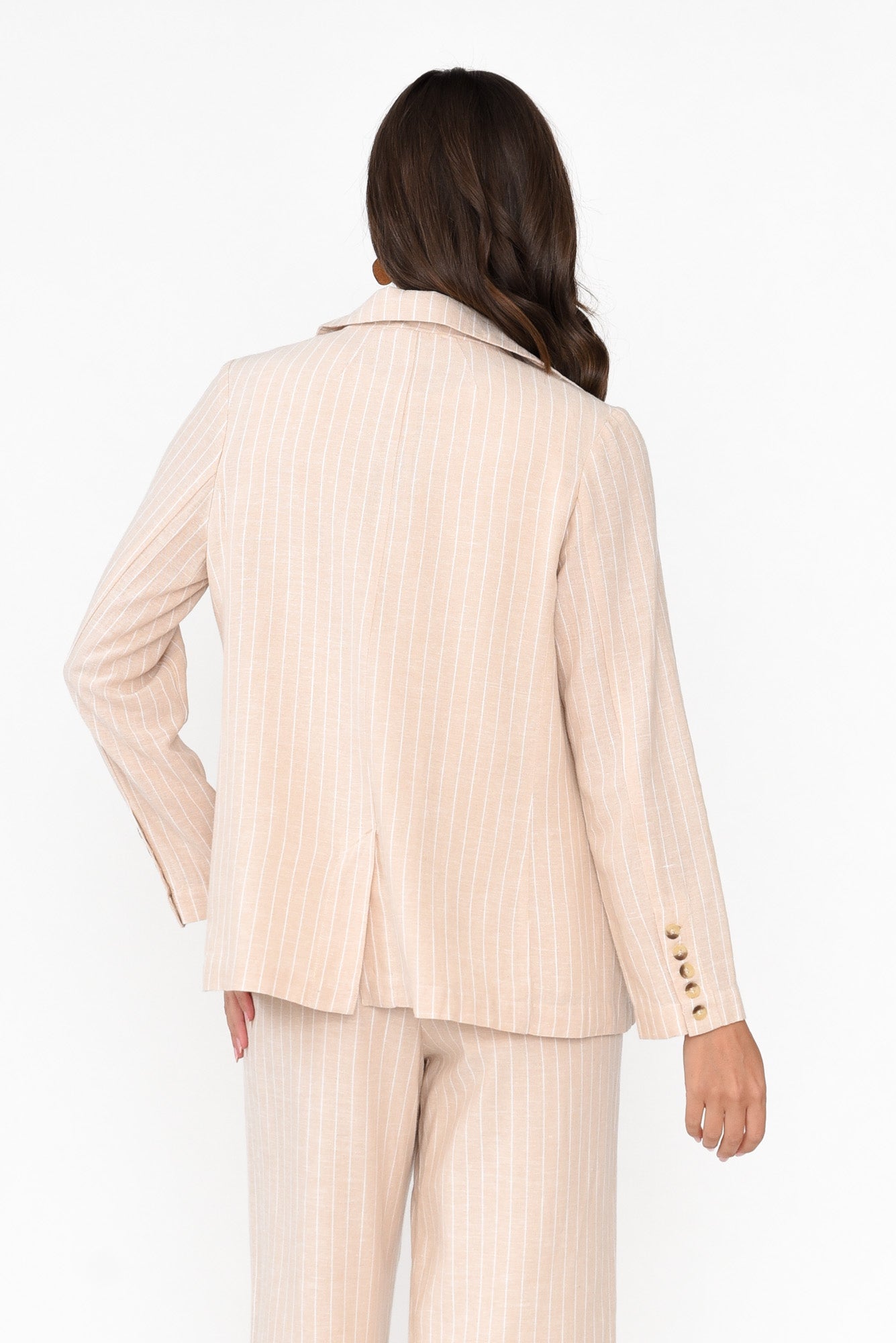 Lisset Natural Stripe Linen Blend Blazer