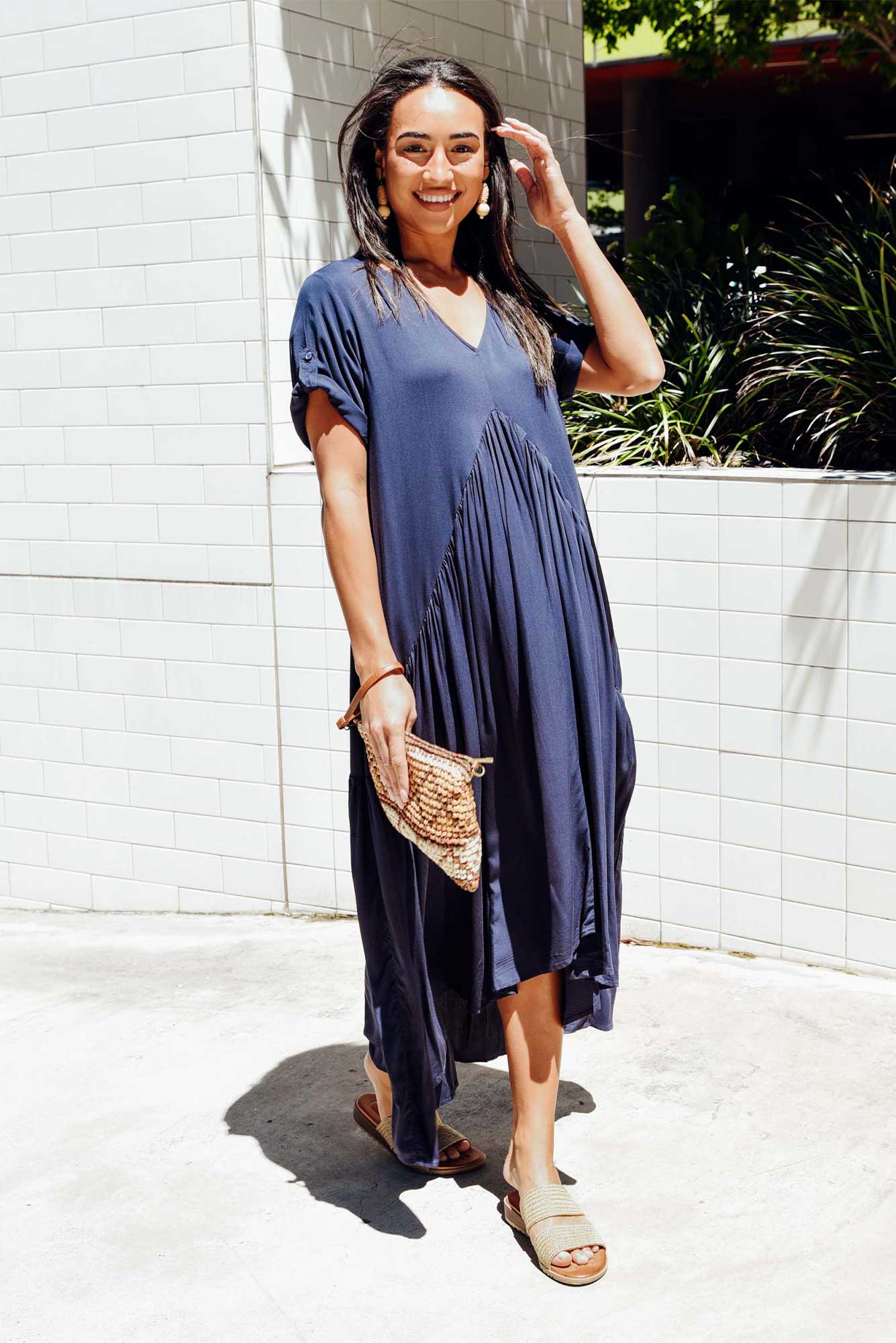 Navy Peak Maxi Dress