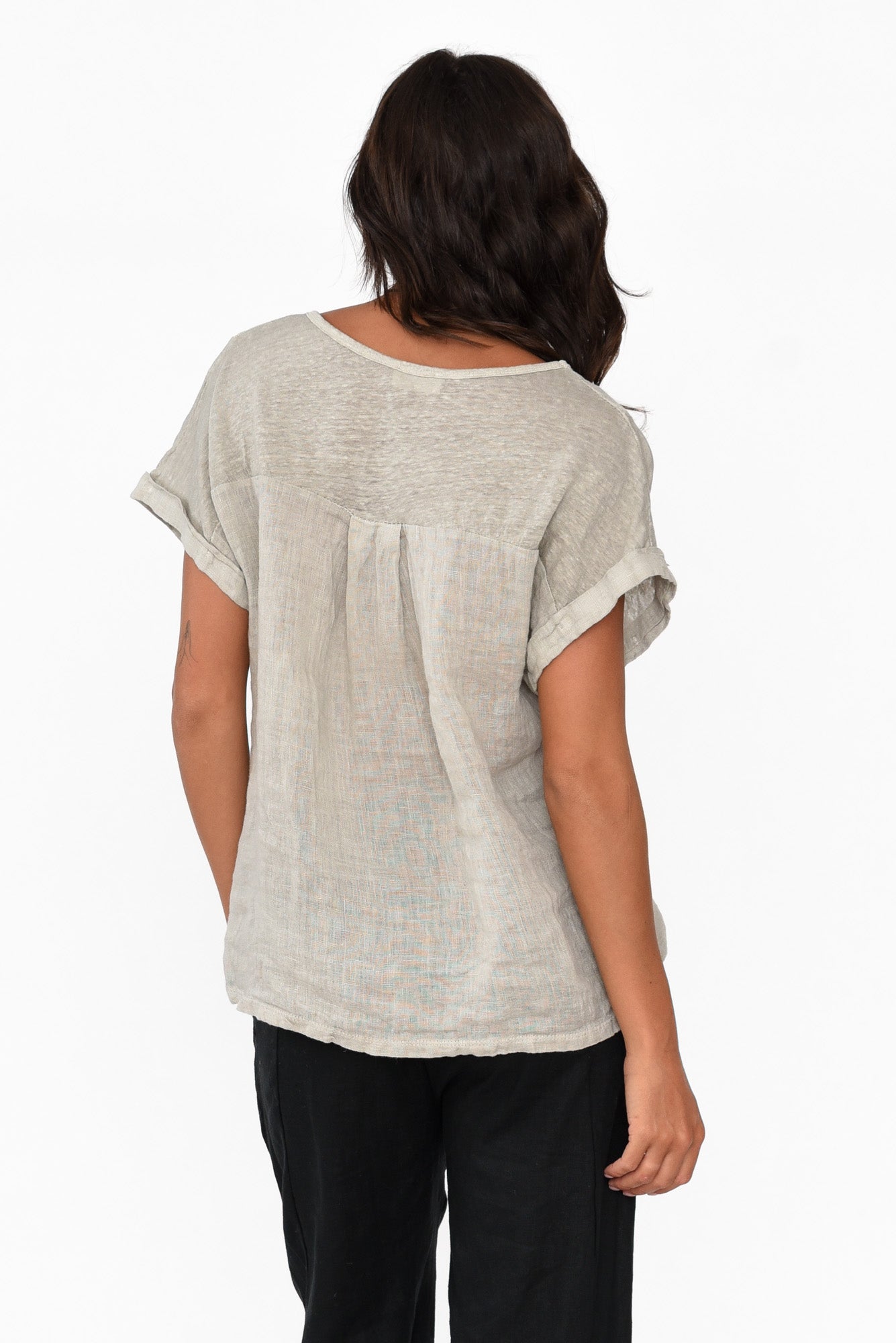 Dorian Beige Linen Cotton Top