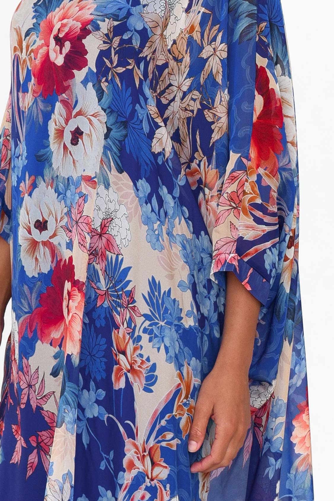Marybeth Cobalt Floral Silk Kaftan