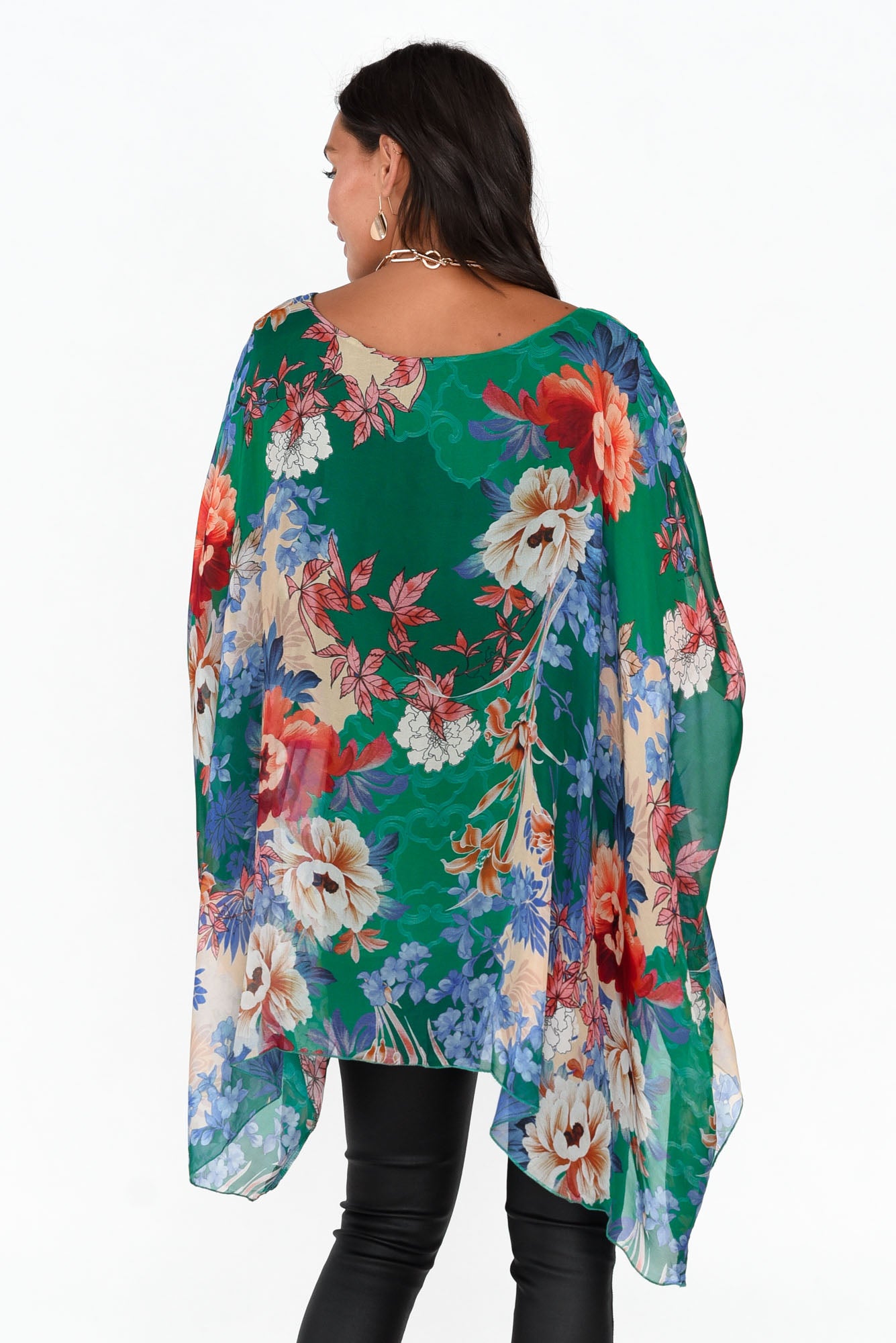 Wisteria Green Floral Silk Layer Top