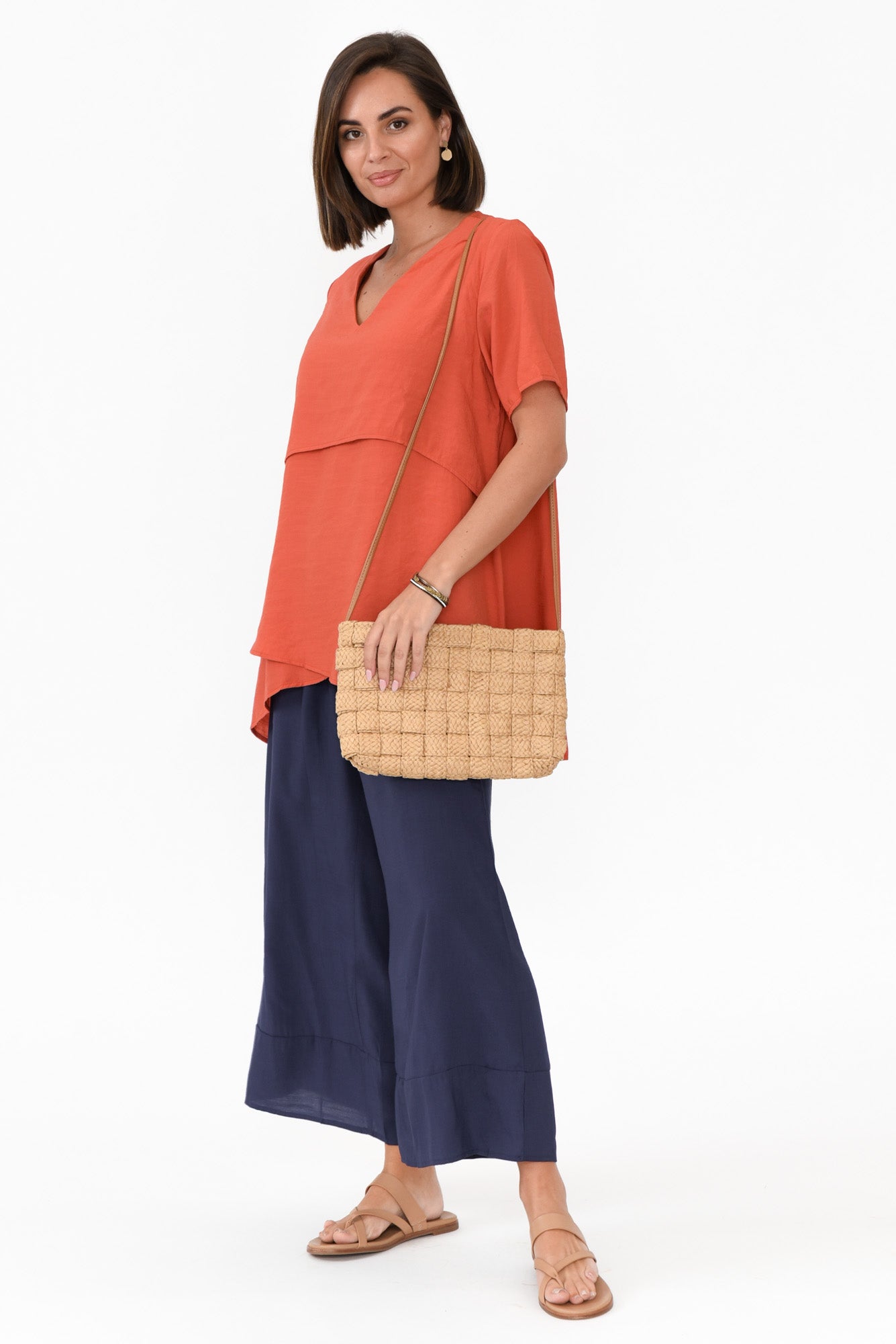 Shoshana Rust Cotton Layered Top