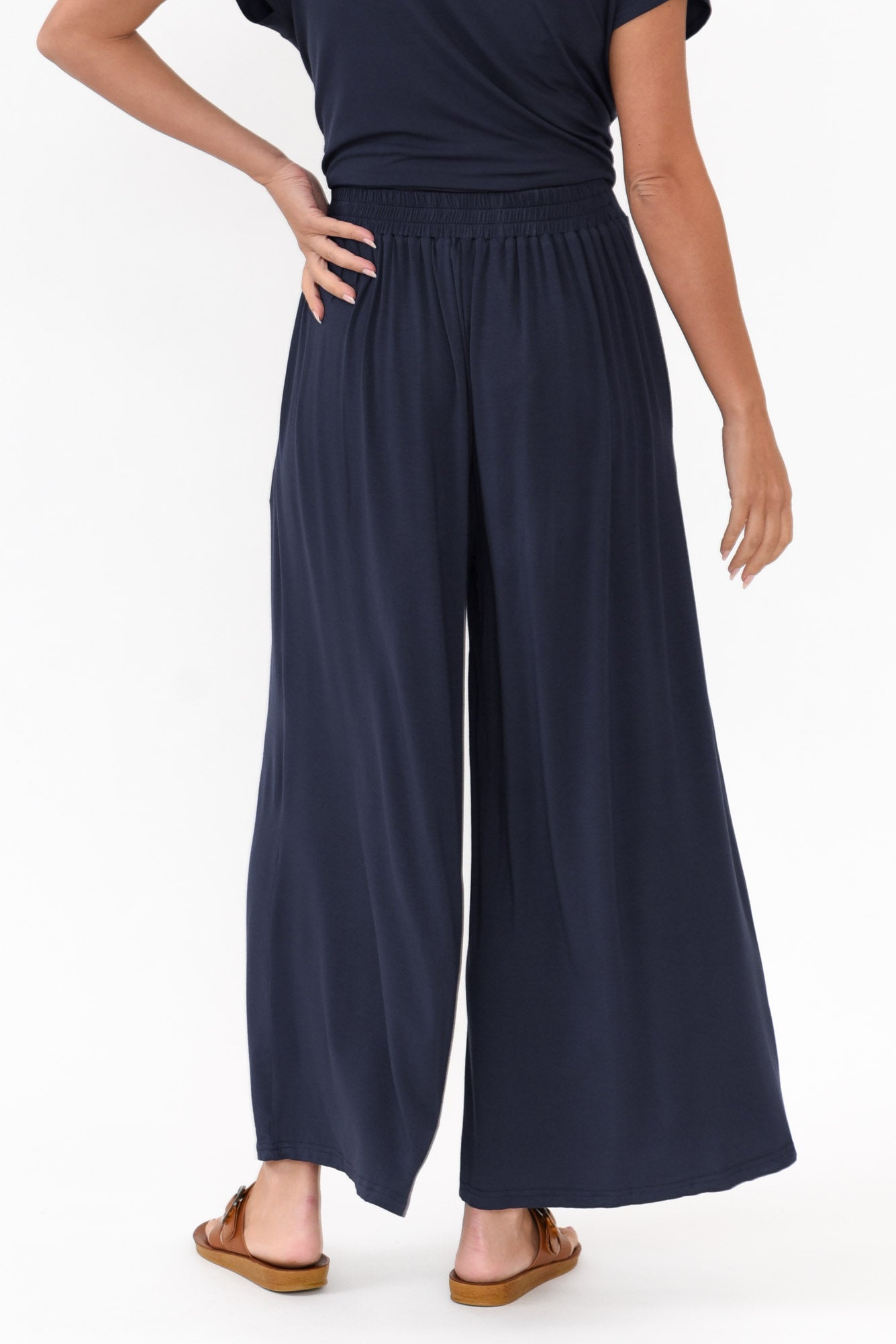 Lowen Navy Modal Wide Leg Pant