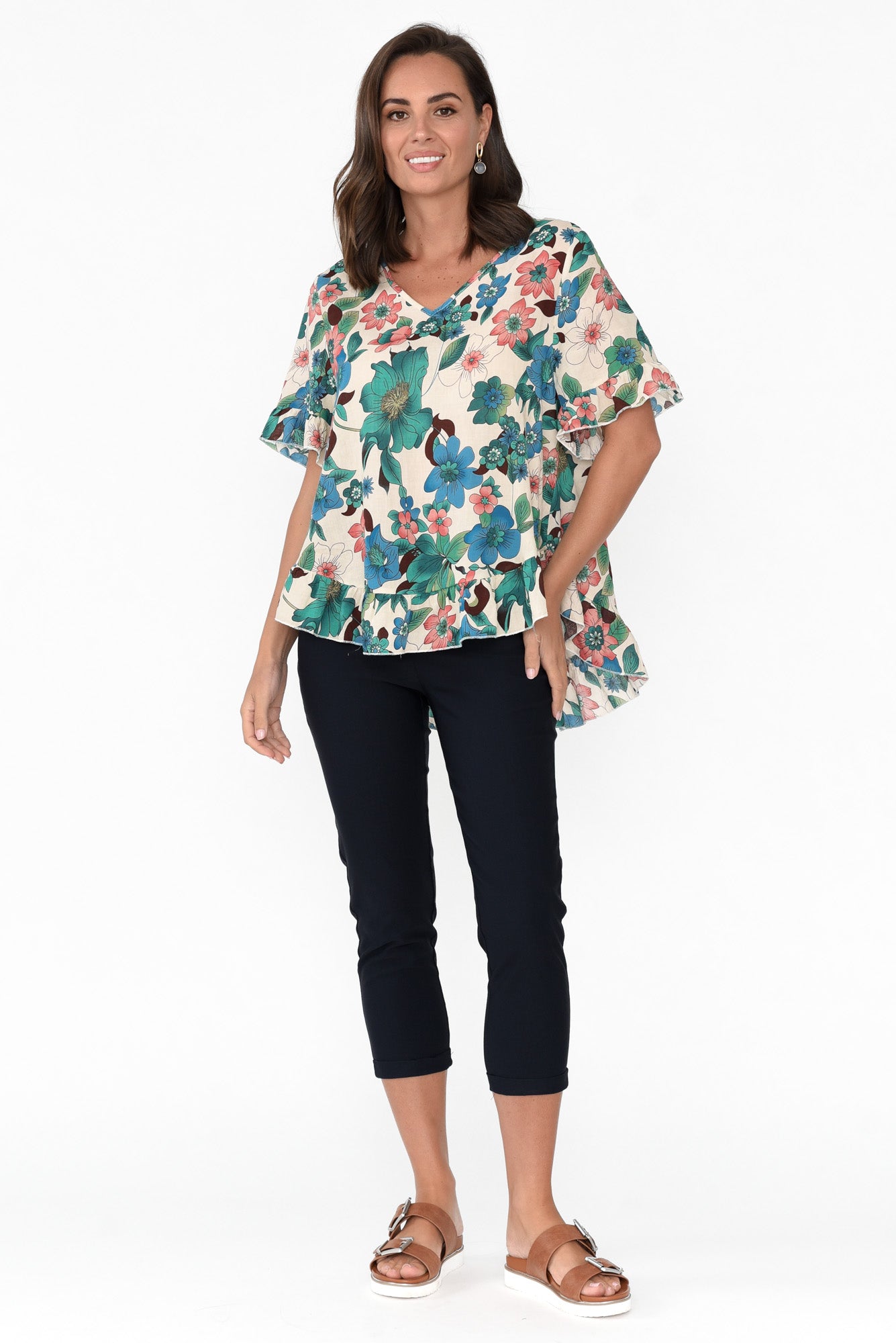 Jenelle Green Floral Frill Top