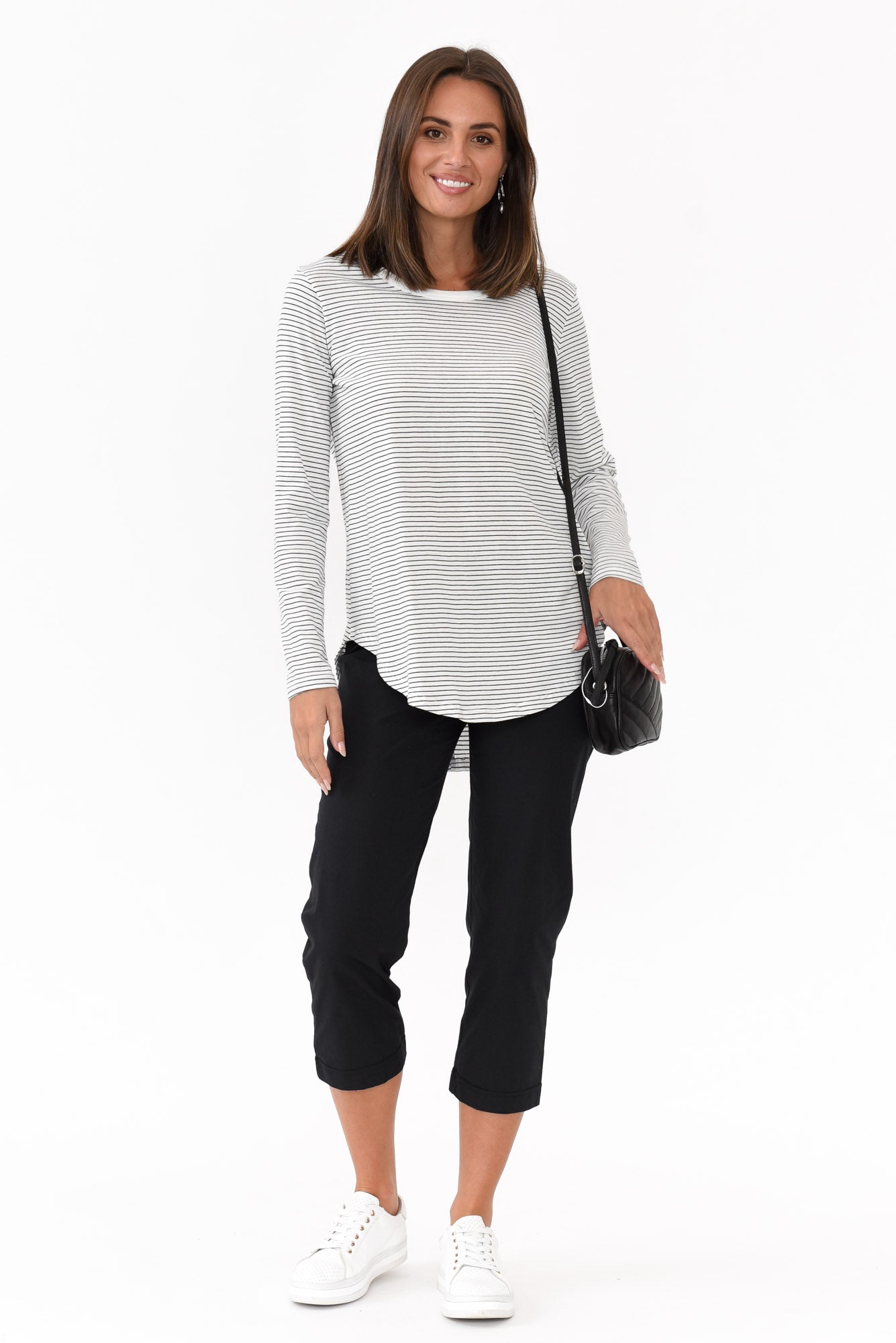 Zara Black Cotton Cropped Stretch Pant