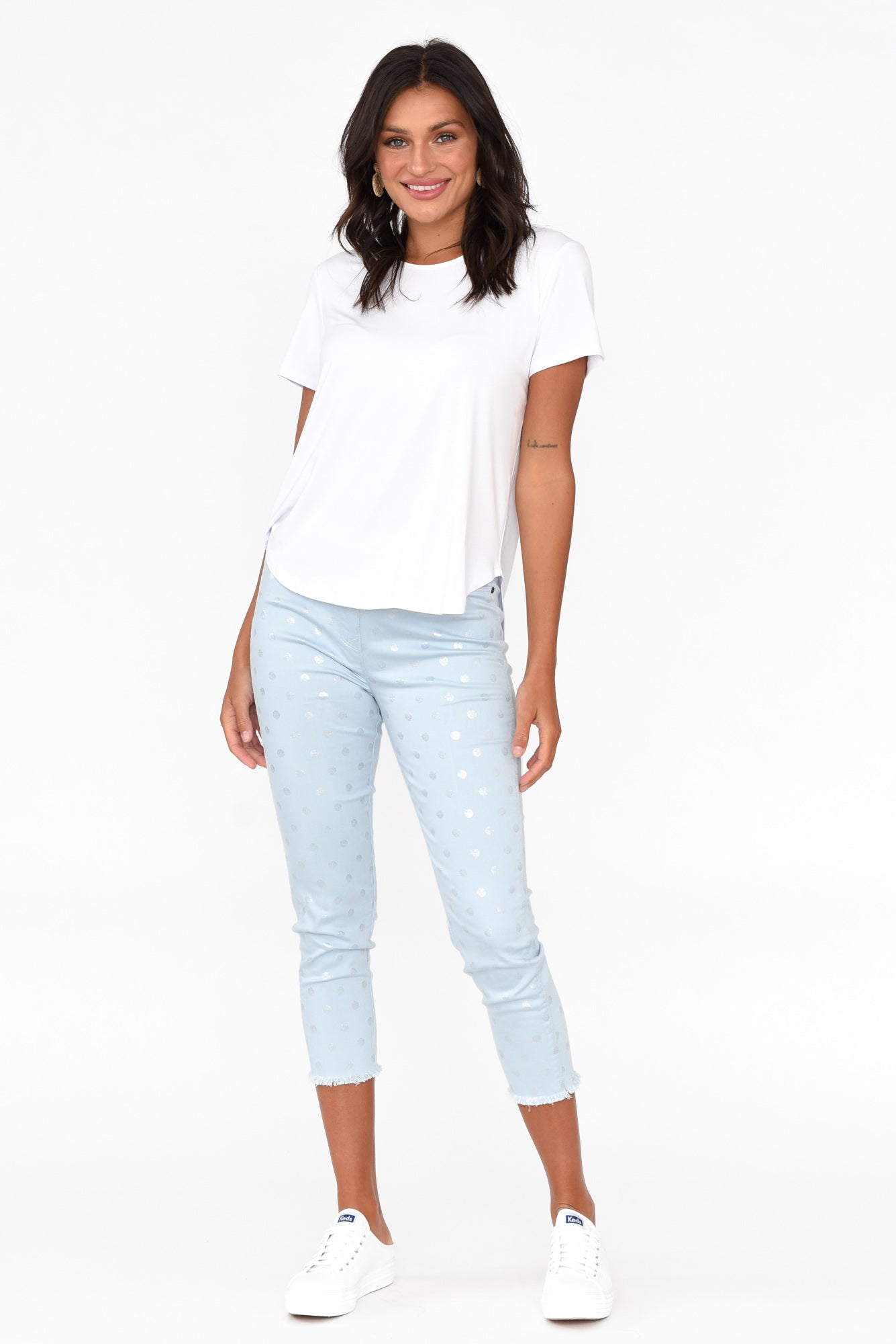 Reed Blue Foil Spot Cotton Capri Pant