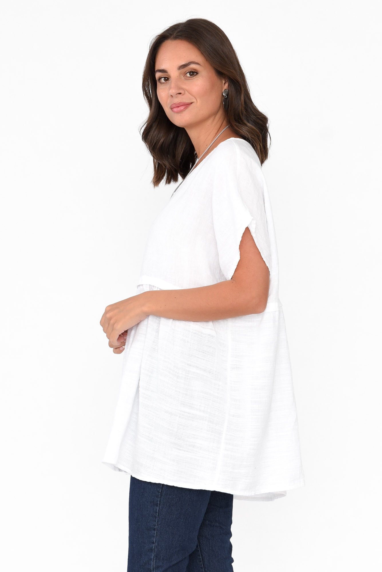Sabre White Linen Top