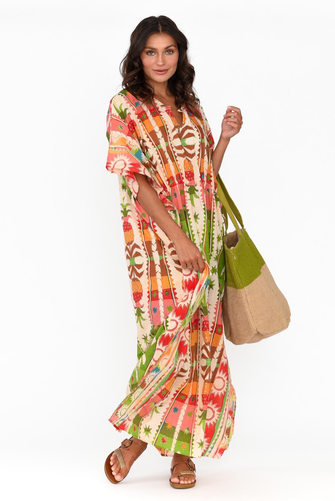 Chico Tropical Cotton Drawstring Kaftan