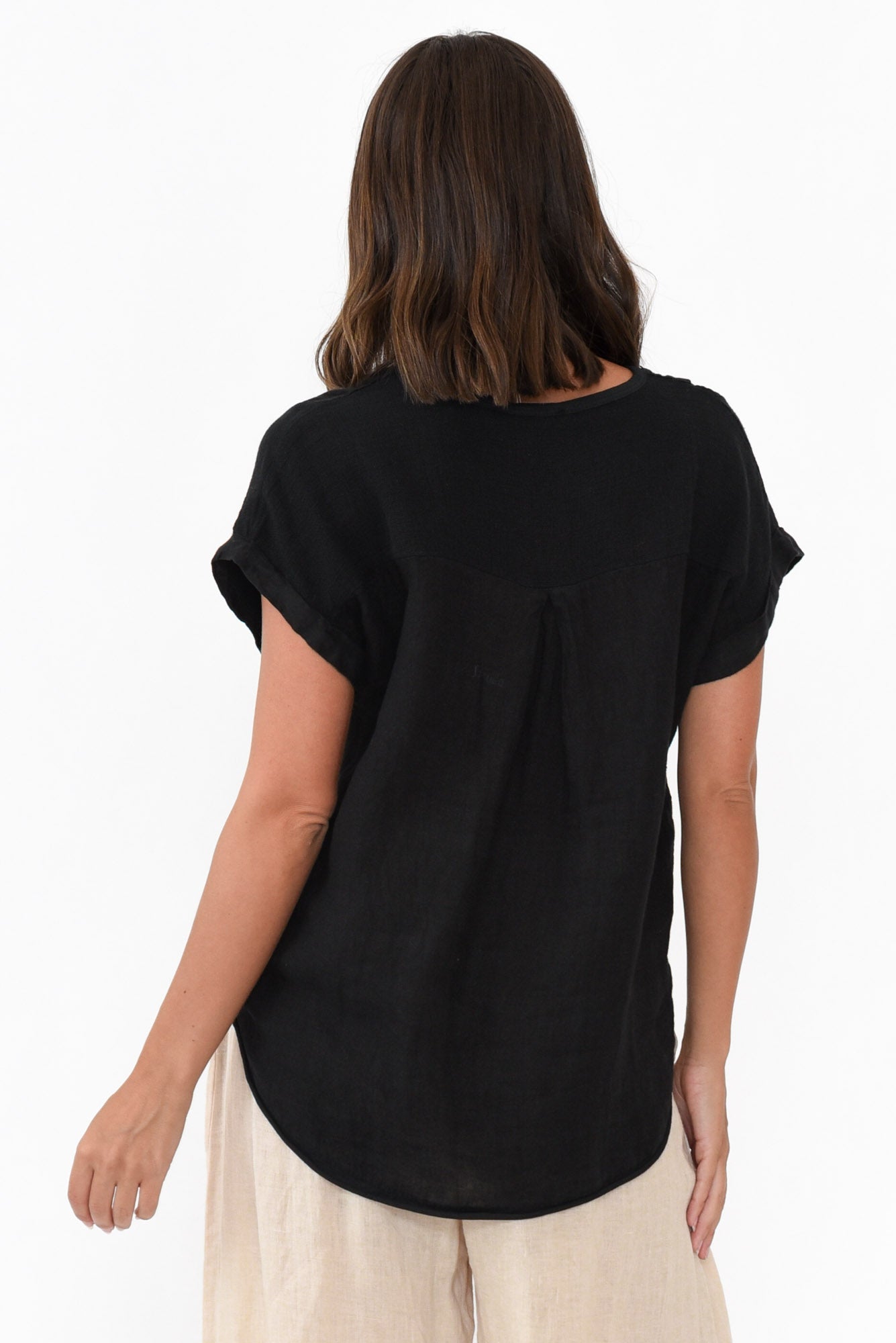 Dorian Black Linen Cotton Top