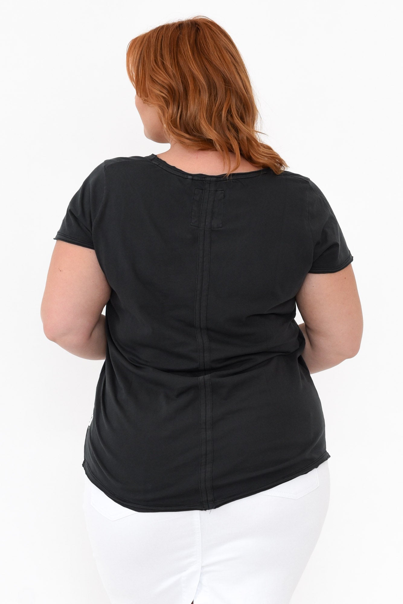 Black Cotton Fundamental Vee Tee