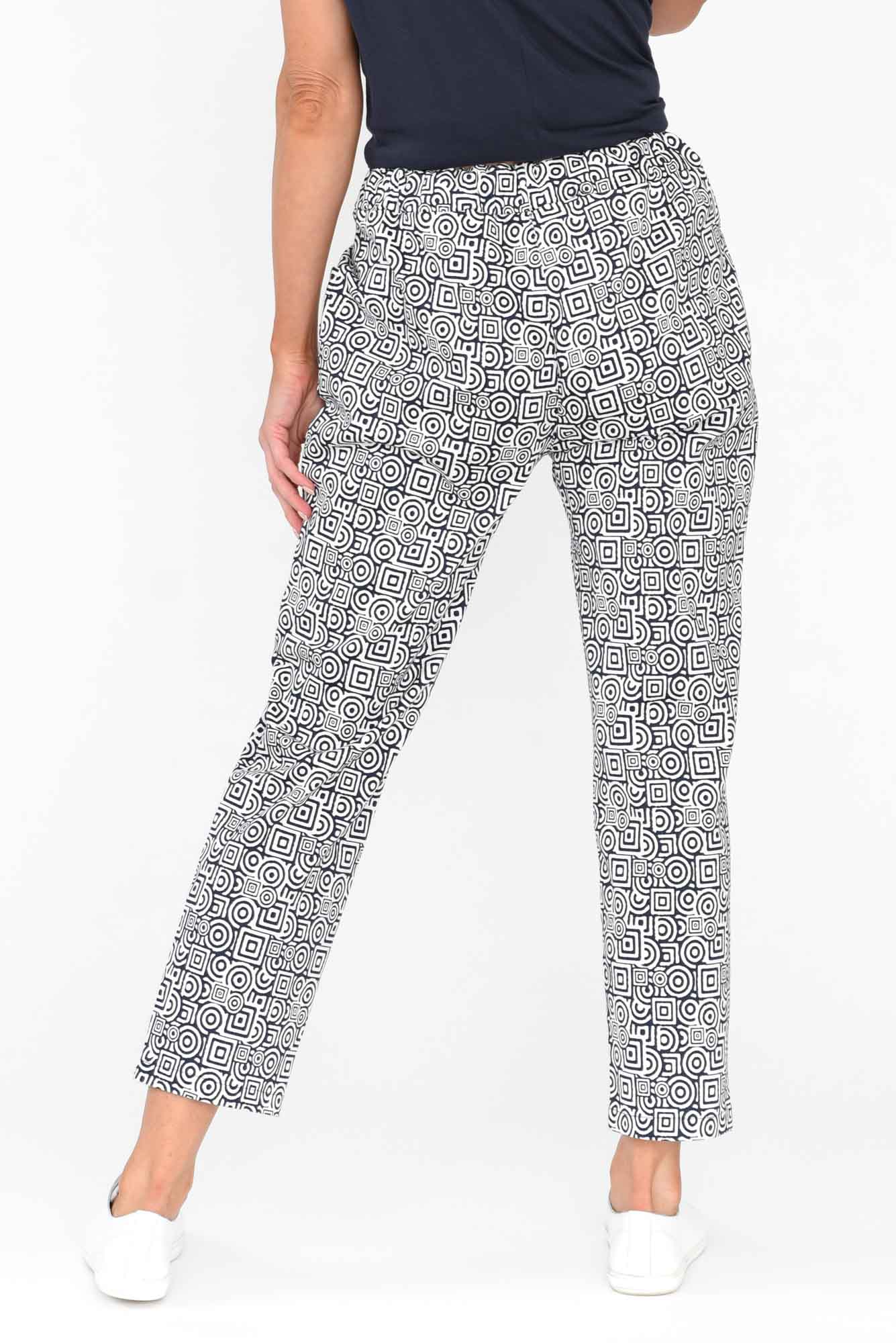 Souza Navy Geo Cotton Pant