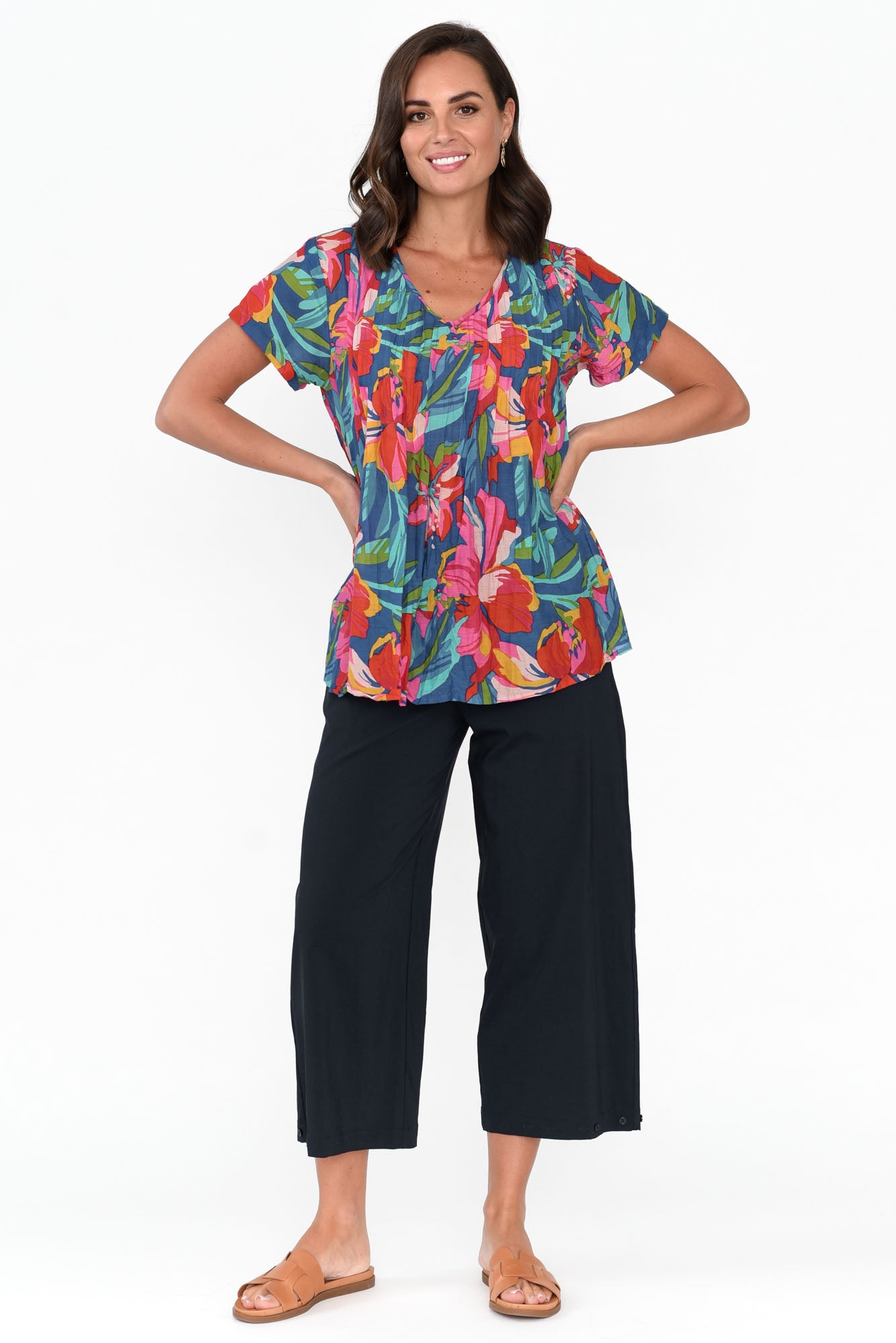 Carlton Navy Convertible Cropped Pant