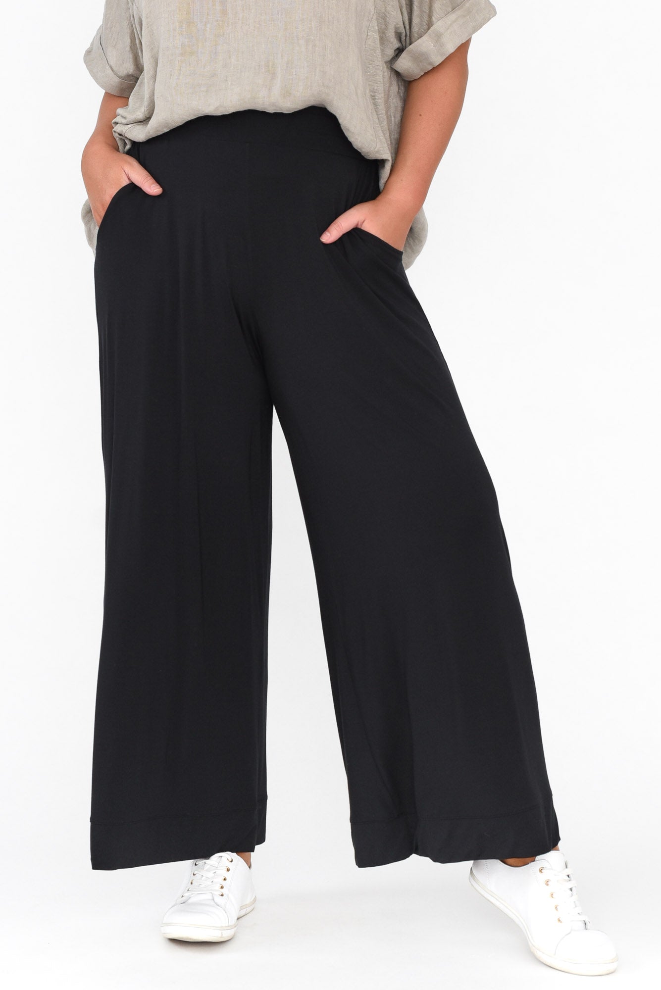 Lola Black Micro Modal Wide Leg Pant