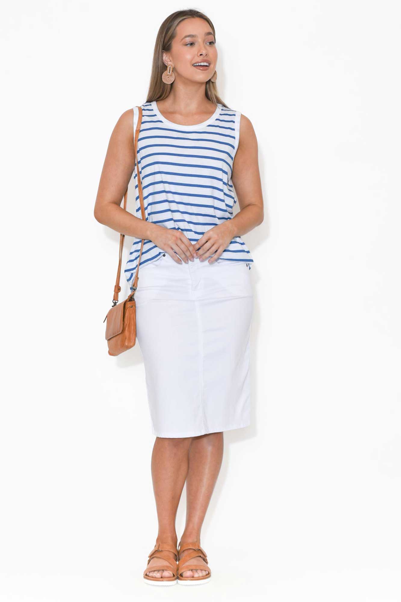 Keira Blue Stripe Cotton Tank