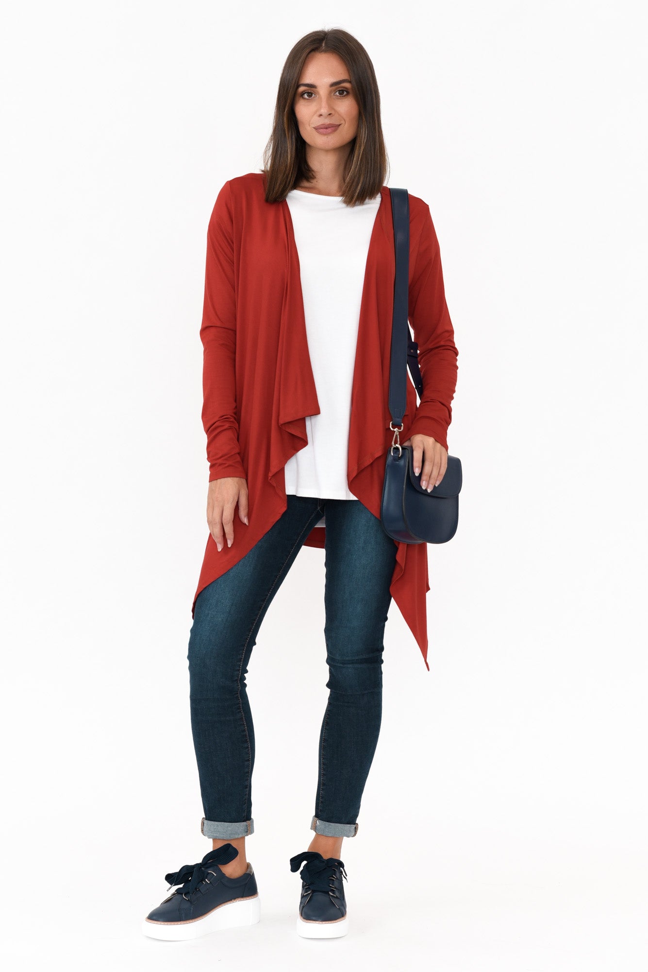 Red Bamboo Waterfall Cardigan