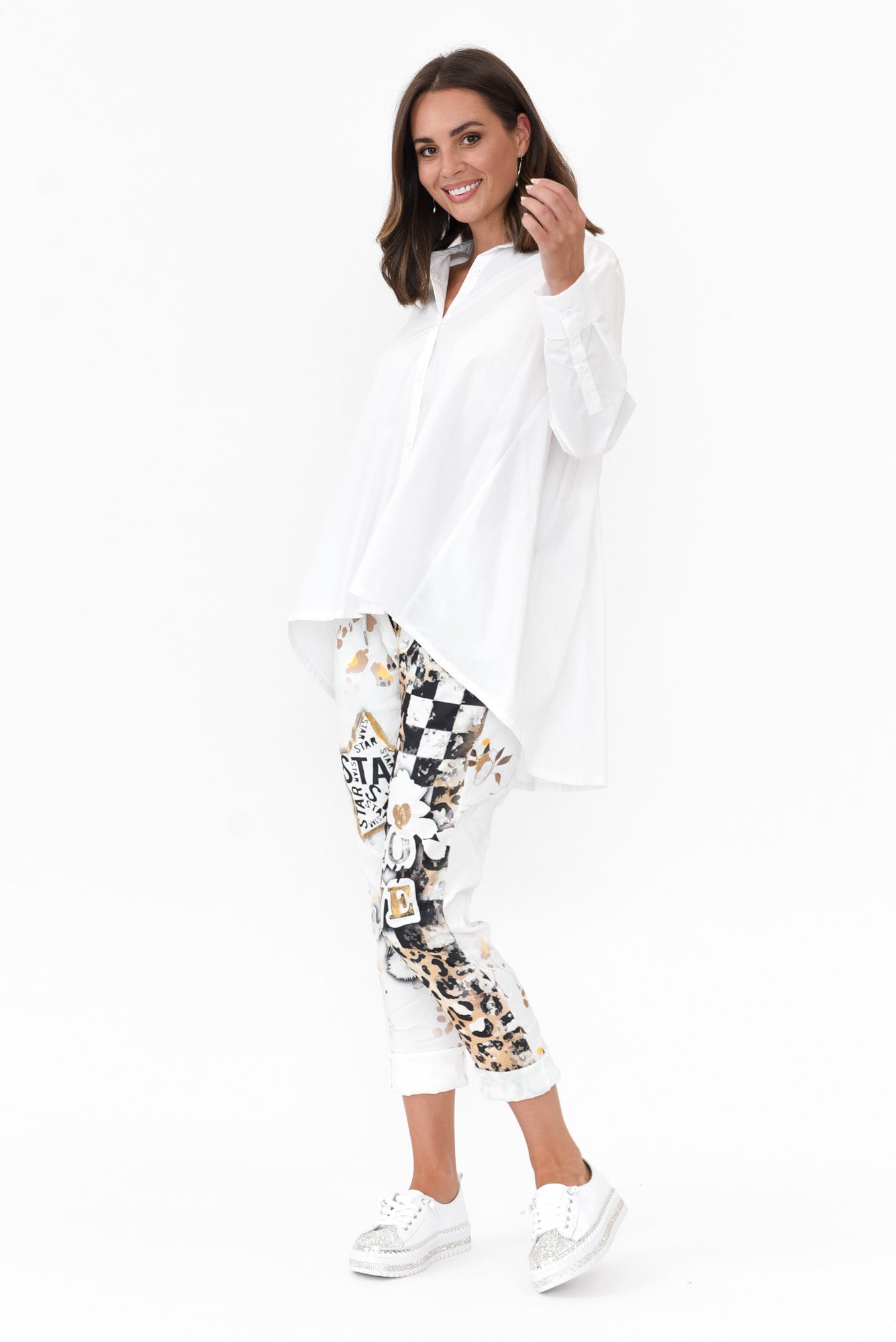 Penny White Pleated Cotton Shirt
