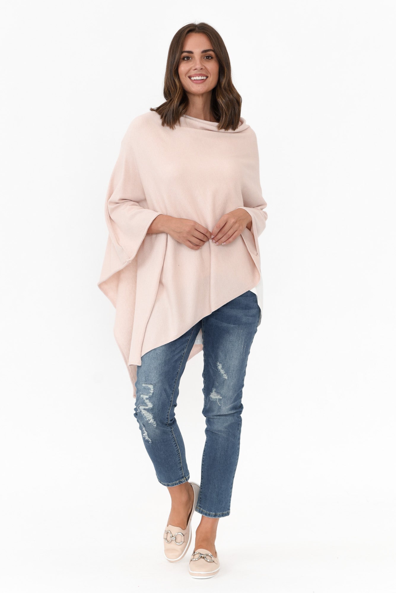Amy Pink Wool Blend Poncho