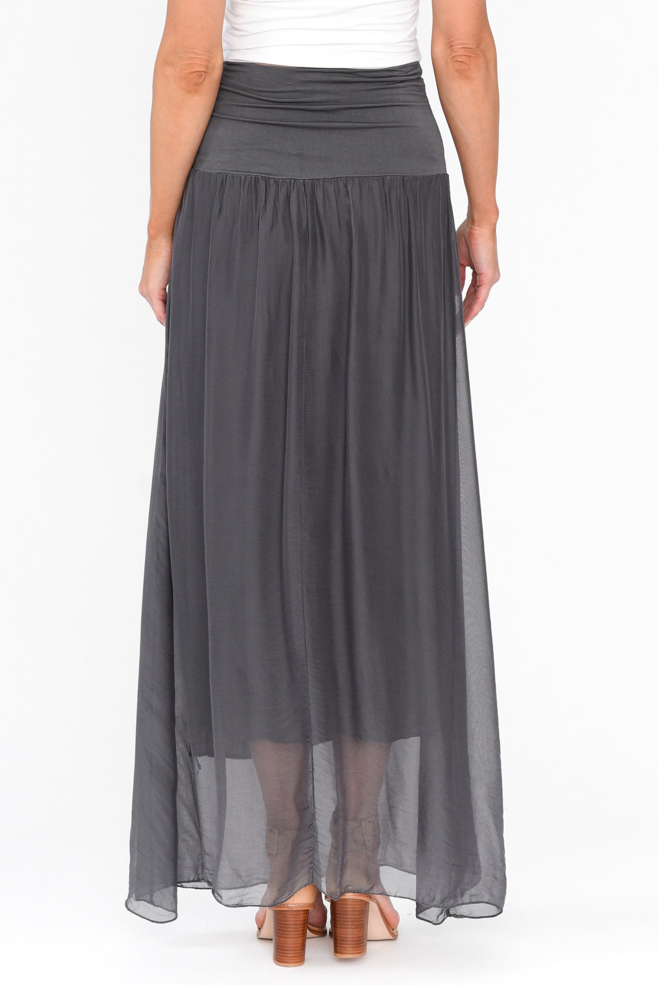 Viana Charcoal Silk Layer Skirt