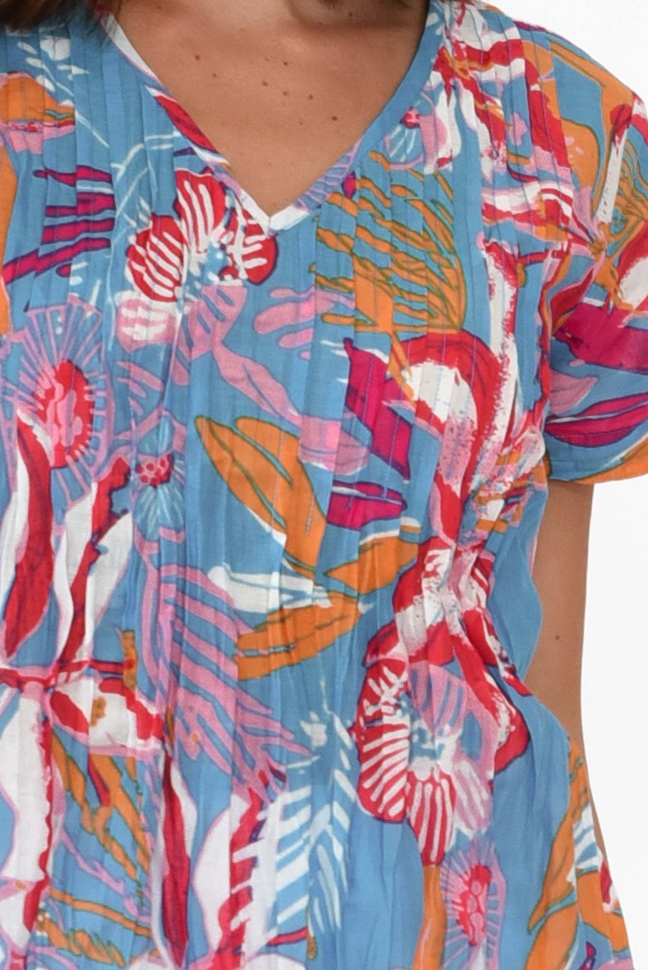 Fia Blue Tropical Cotton Top