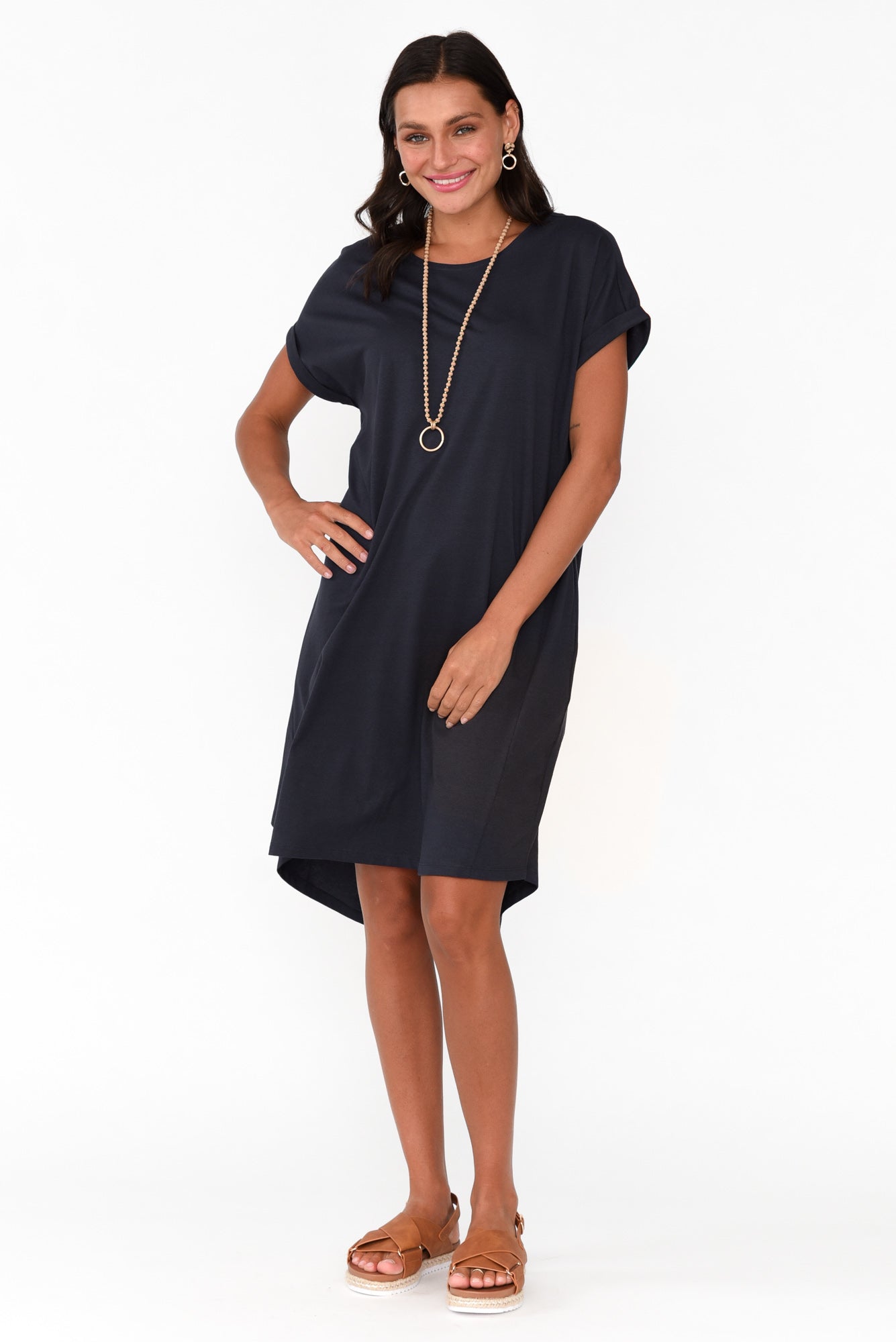 Maxine Charcoal Cotton T-Shirt Dress