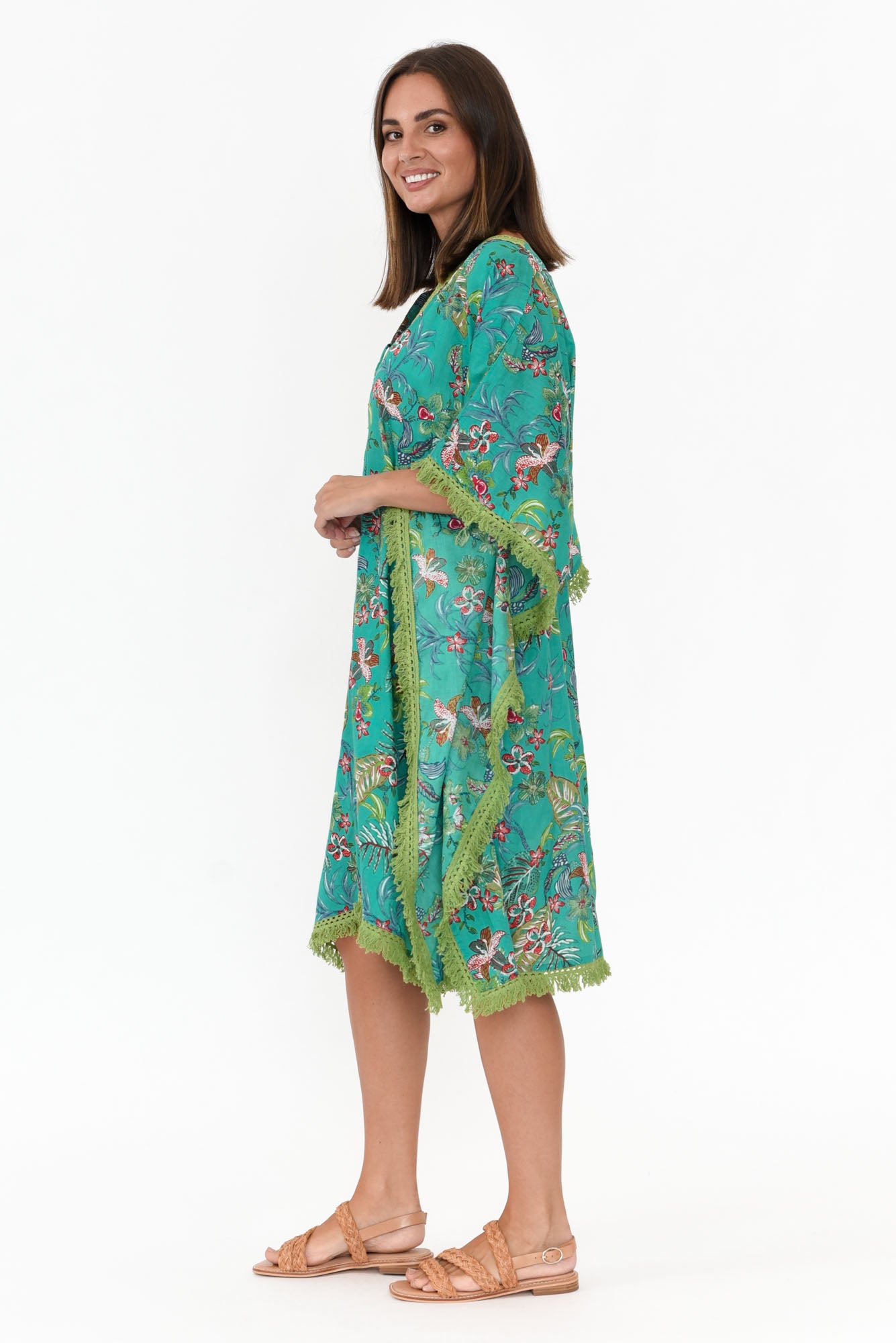 Bedarra Green Garden Cotton Kaftan