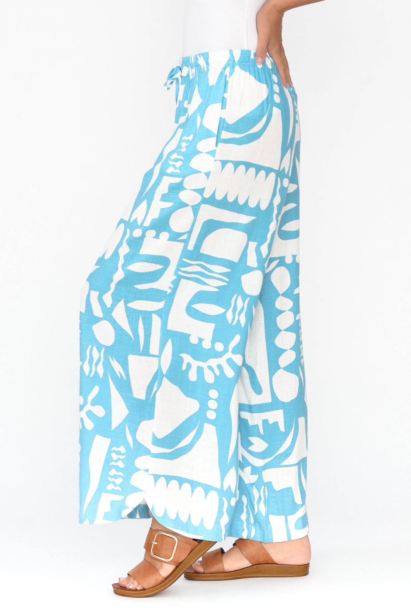 Ezzie Blue Abstract Pocket Pant