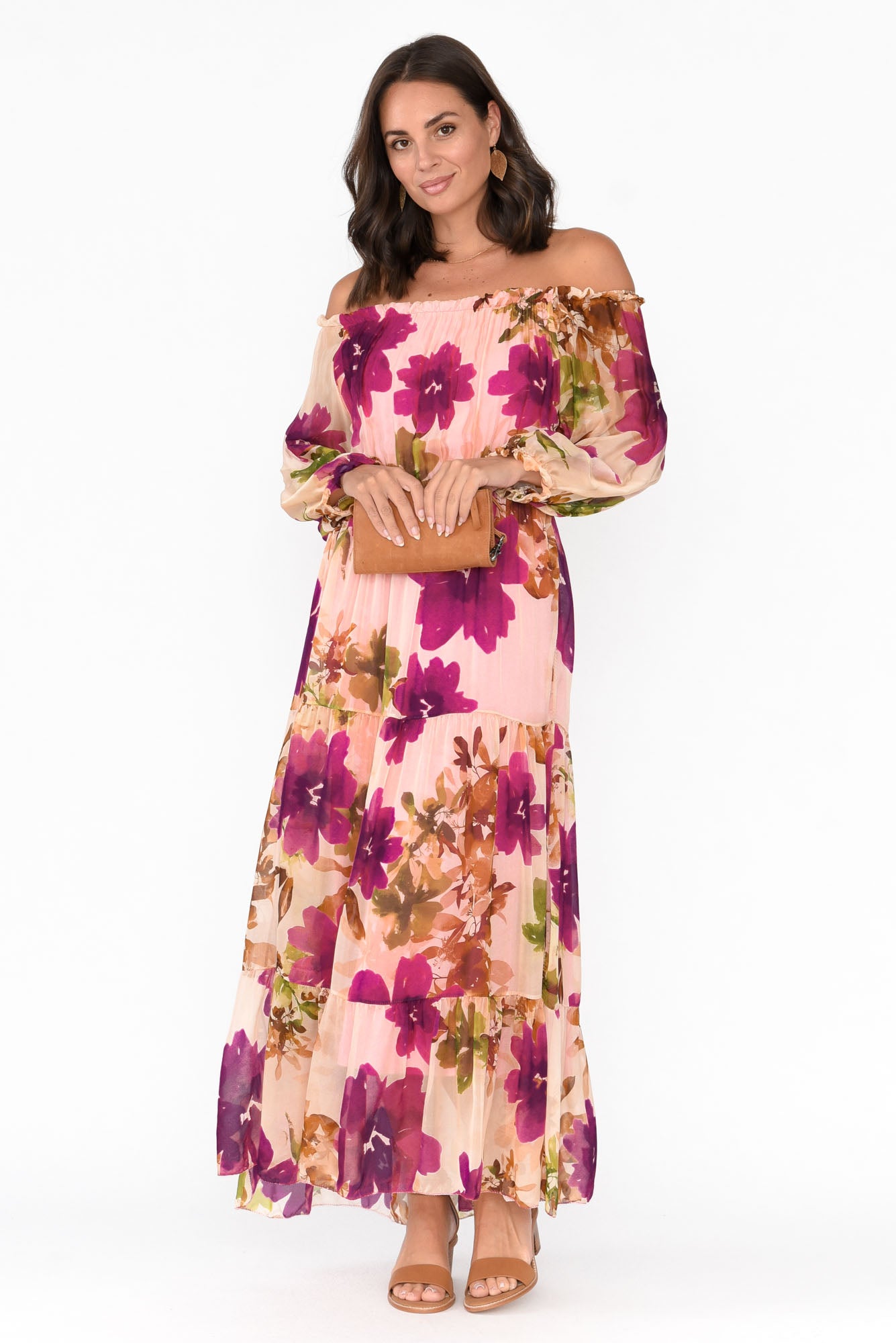 Giardino Pink Floral Silk Dress