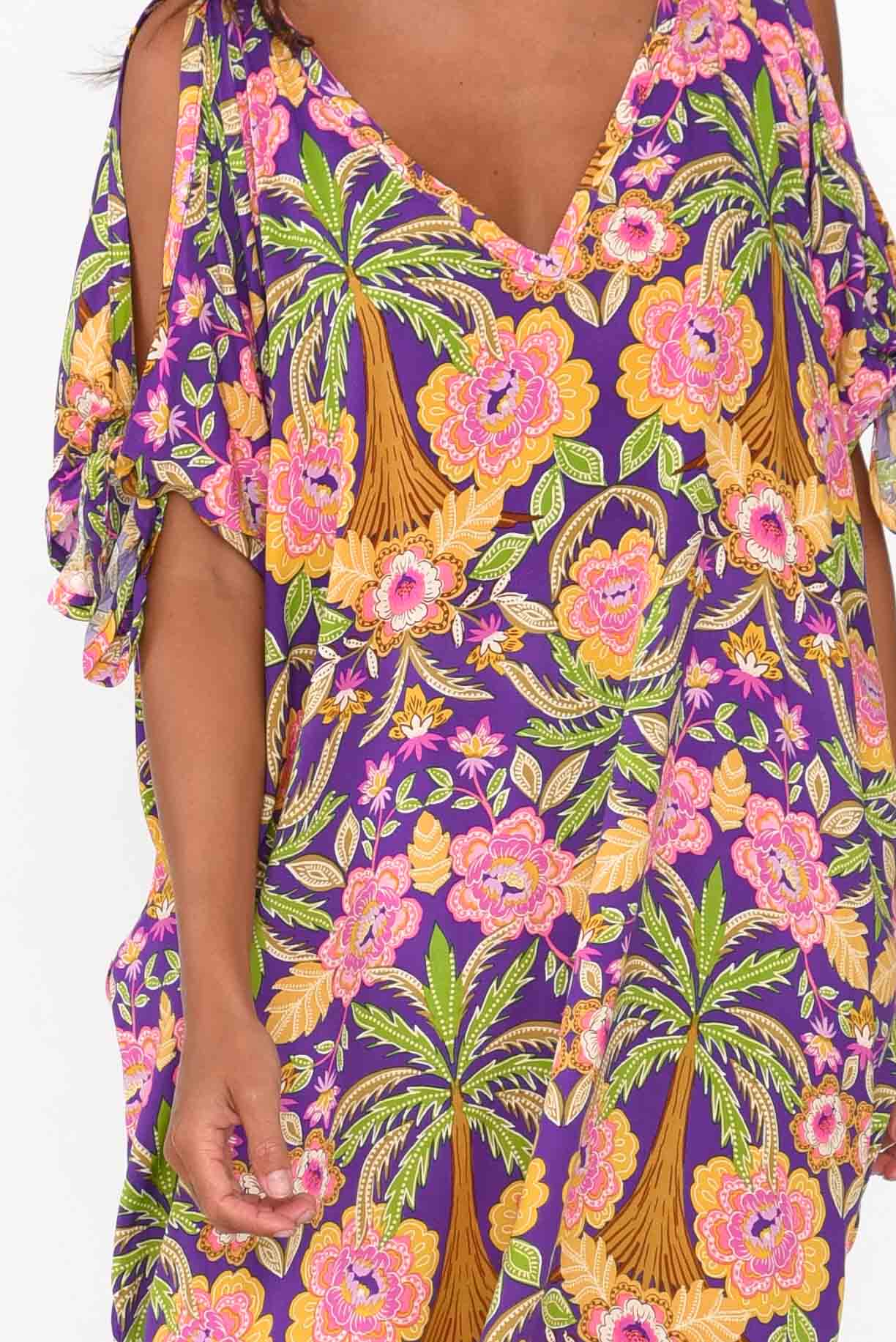 Marika Purple Paradise Cold Shoulder Kaftan