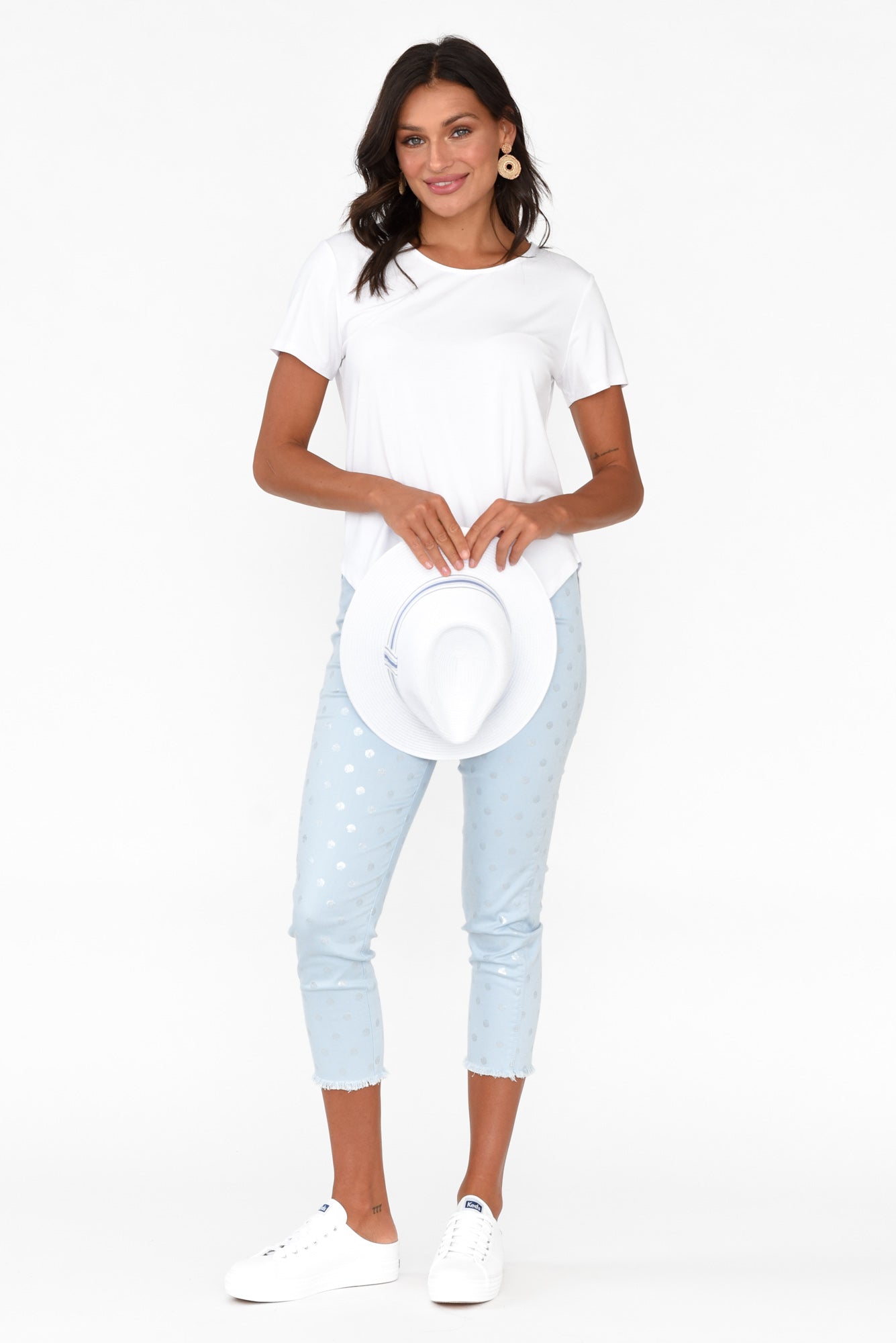 Reed Blue Foil Spot Cotton Capri Pant